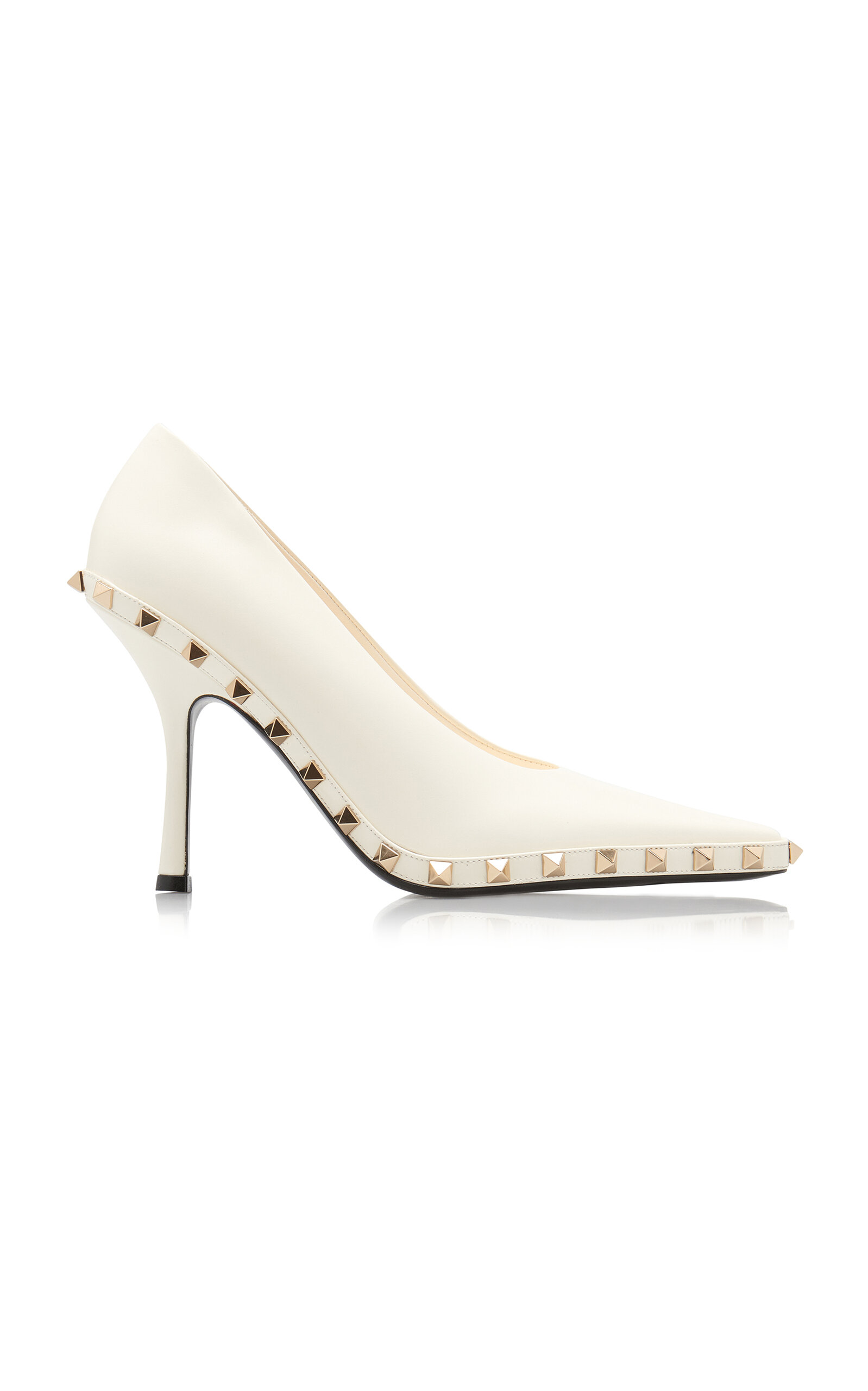 Shop Valentino Rockstud Leather Pumps In Ivory