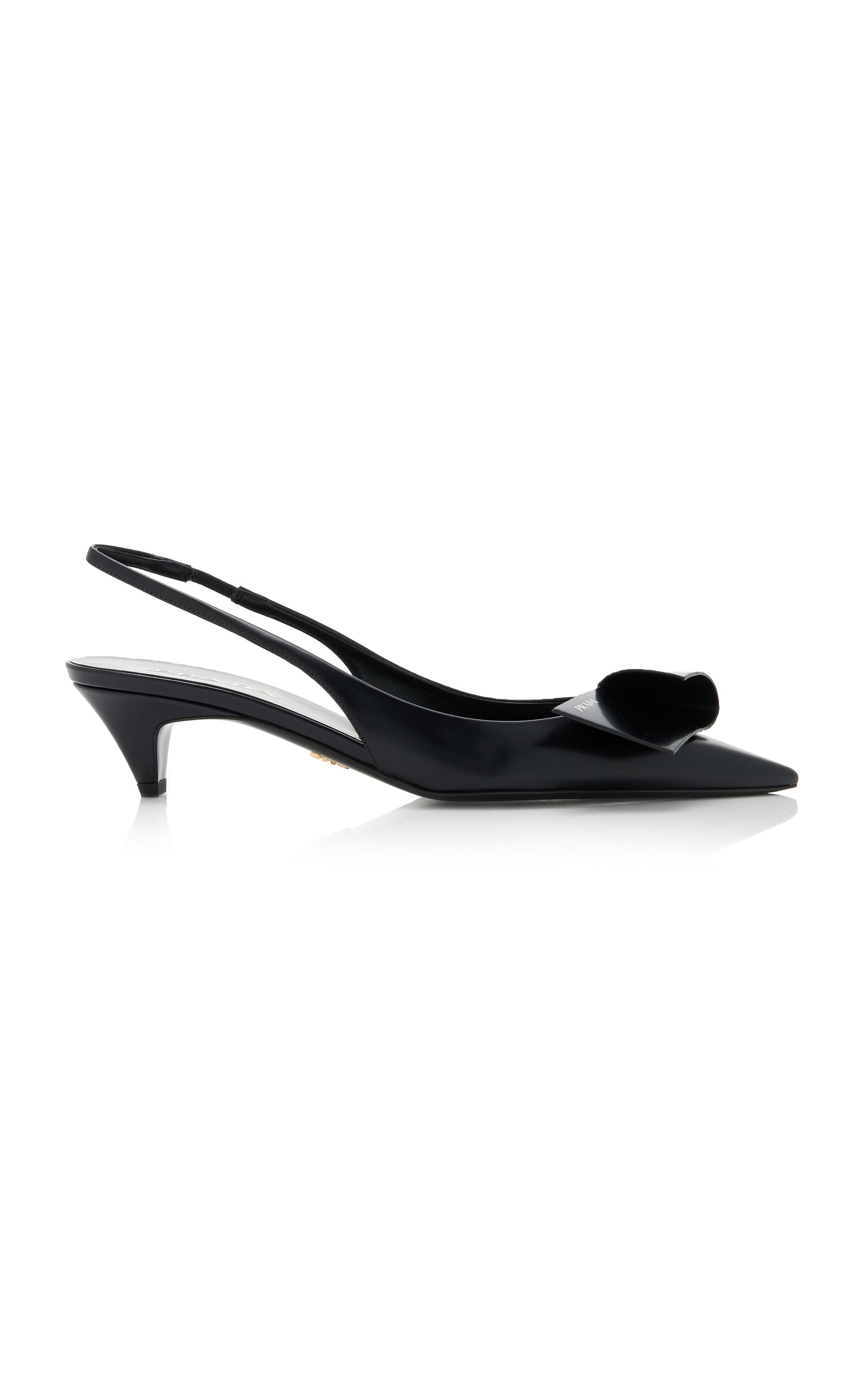 Prada Elegant Leather Slingback Pumps With Pointed Toe In Black