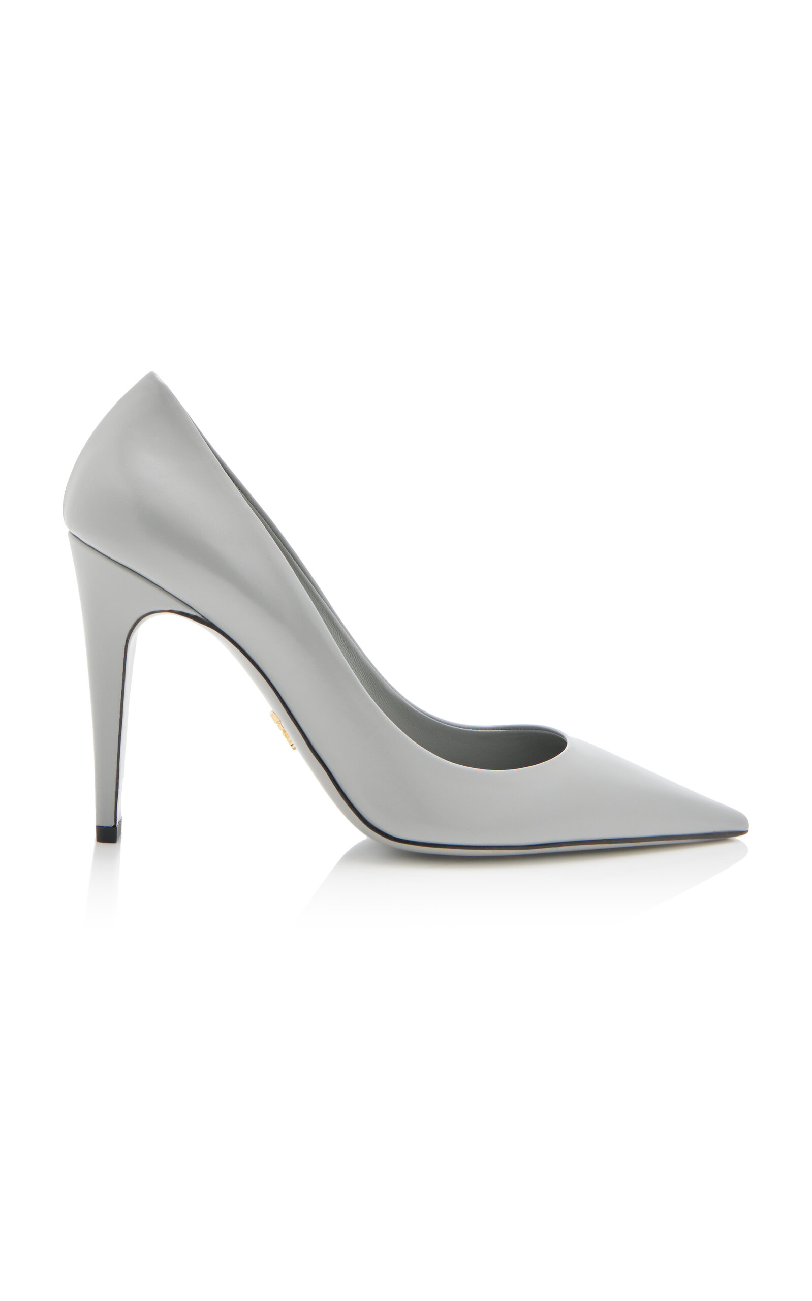 Prada Pointed-toe Leather Pumps In Gray