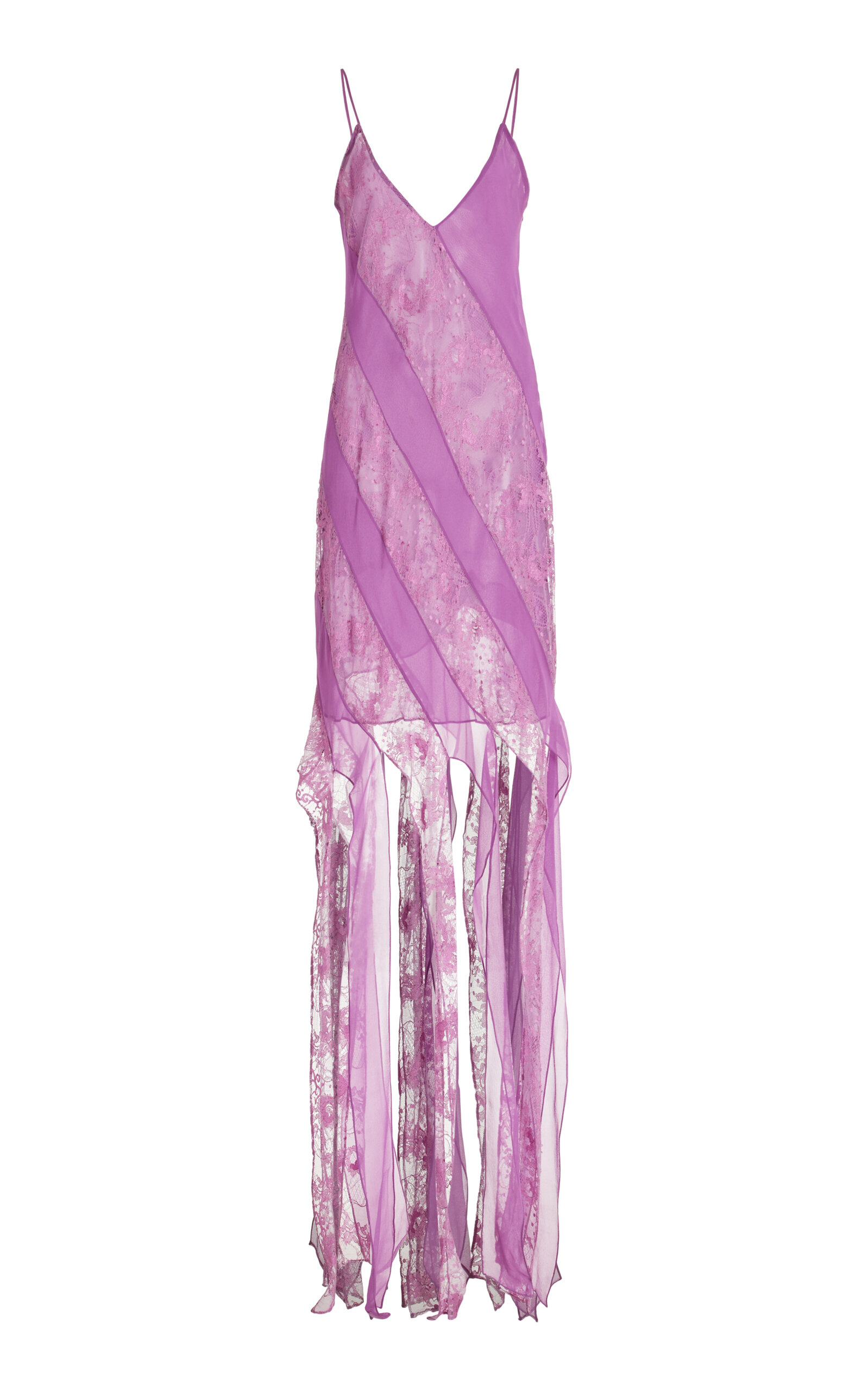 Francesca Miranda Claire Silk & Lace Slip Dress In Purple