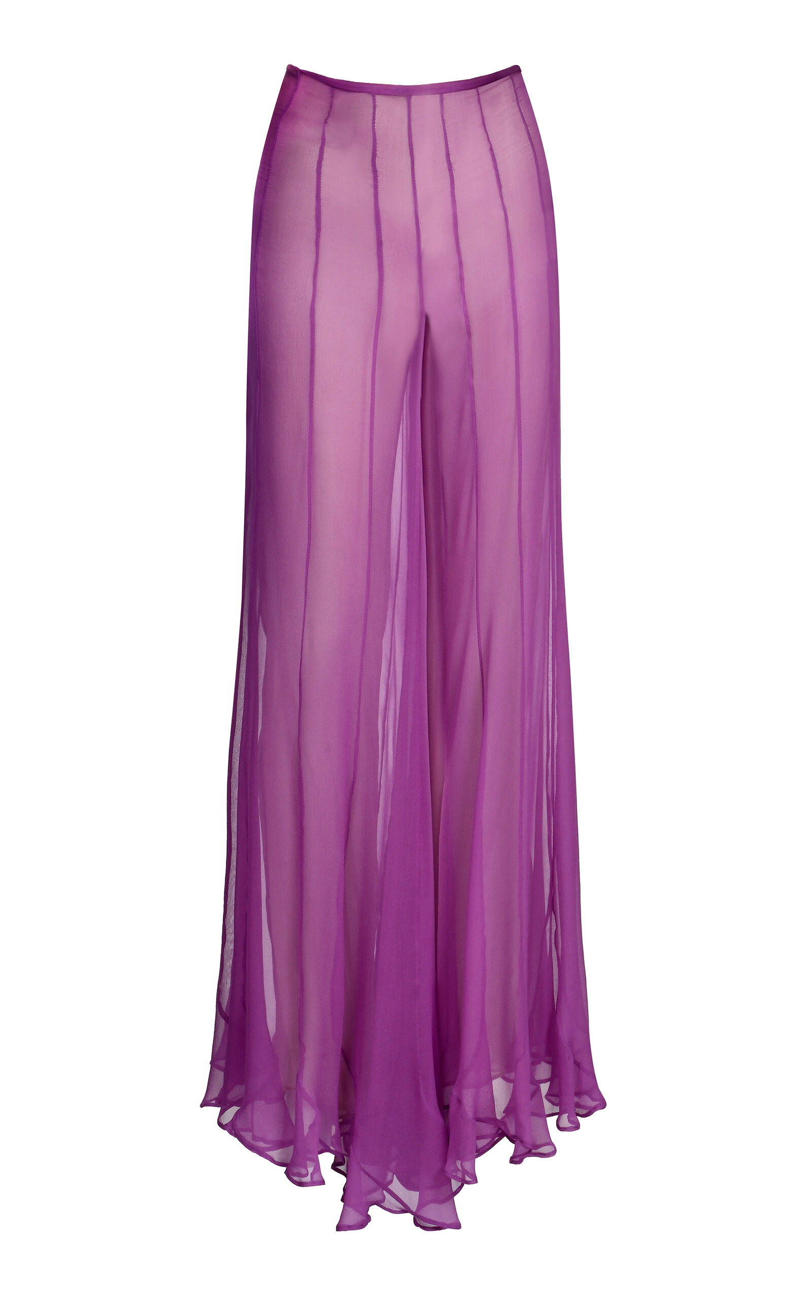 Francesca Miranda Olas Silk Chiffon Flared Trousers In Purple
