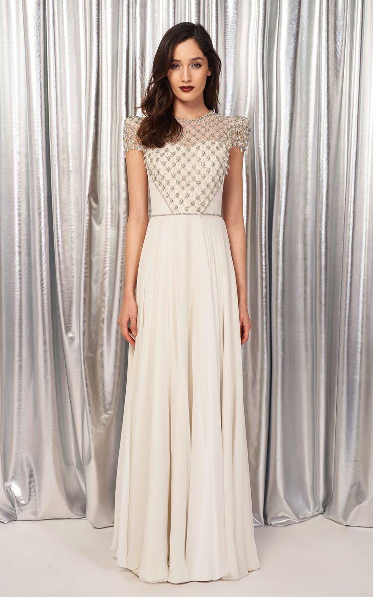 Jenny Packham Women's Vida Embellished Silk Chiffon Gown