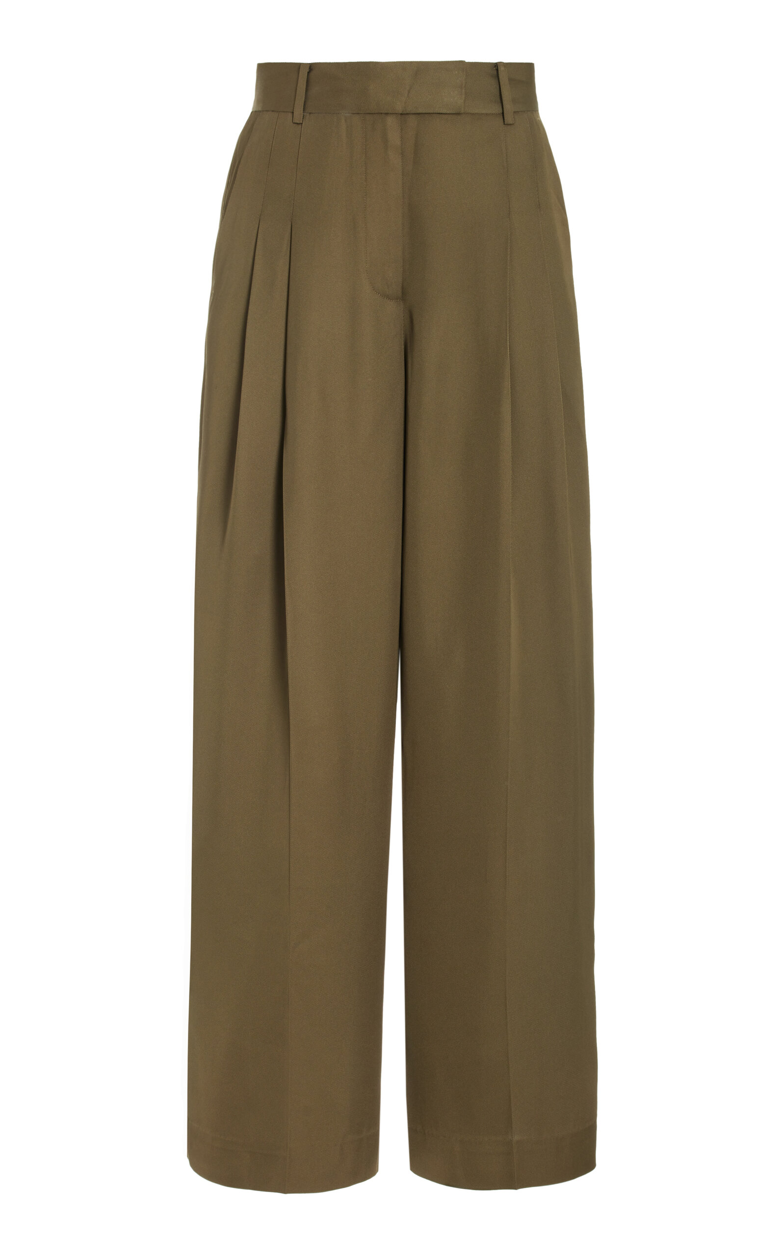 Exclusive Pleated Satin Wide-Leg Pants