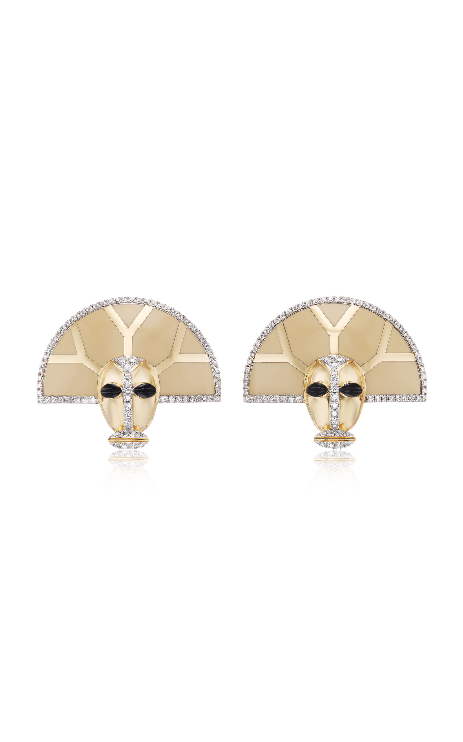 MATTURI WOMEN'S 18K YELLOW GOLD  NOMOLI TOTEM Y FAN EARRINGS IN TAUPE