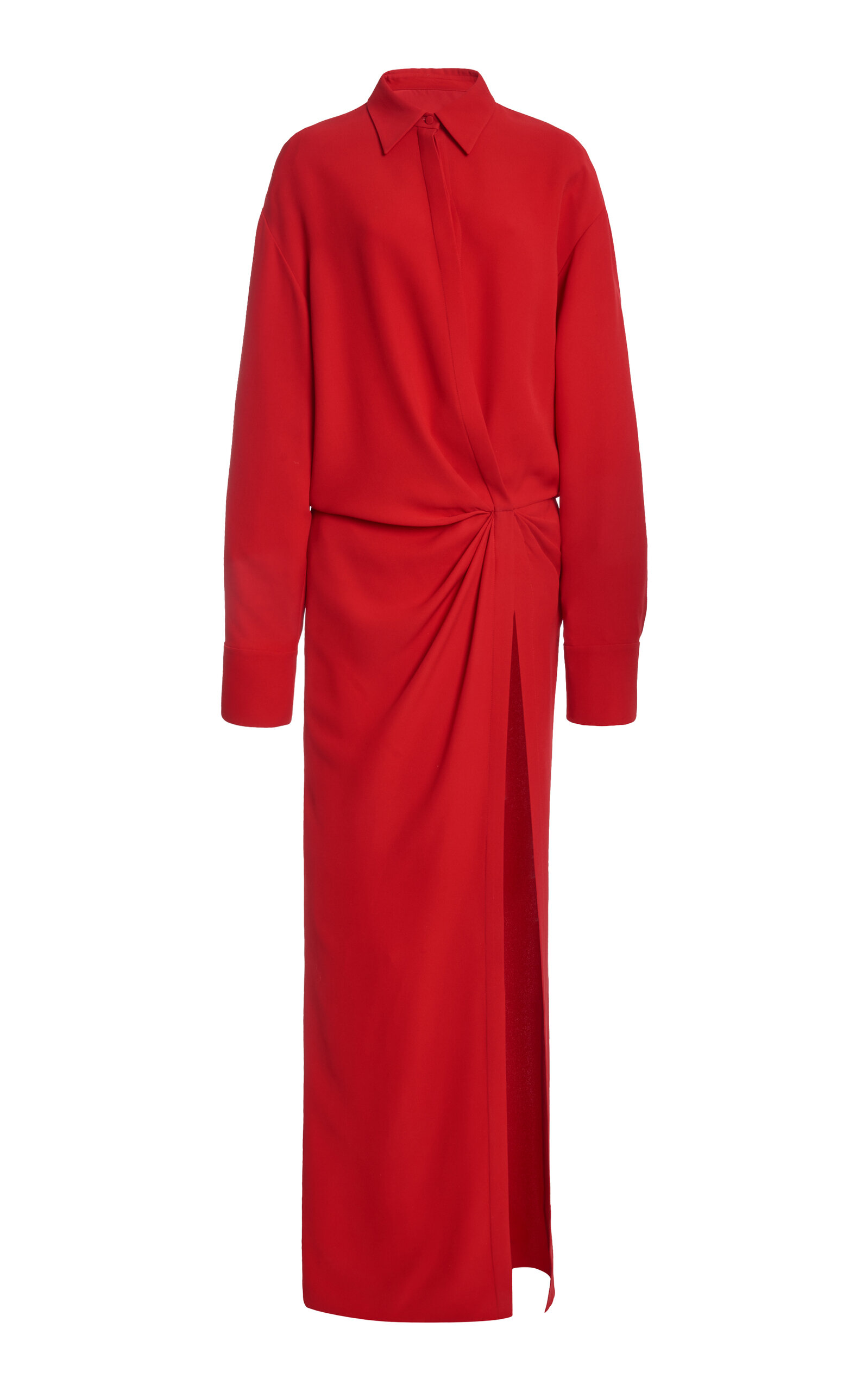Valentino Womens Rosso High-neck Open-back Silk Maxi Dress In Red