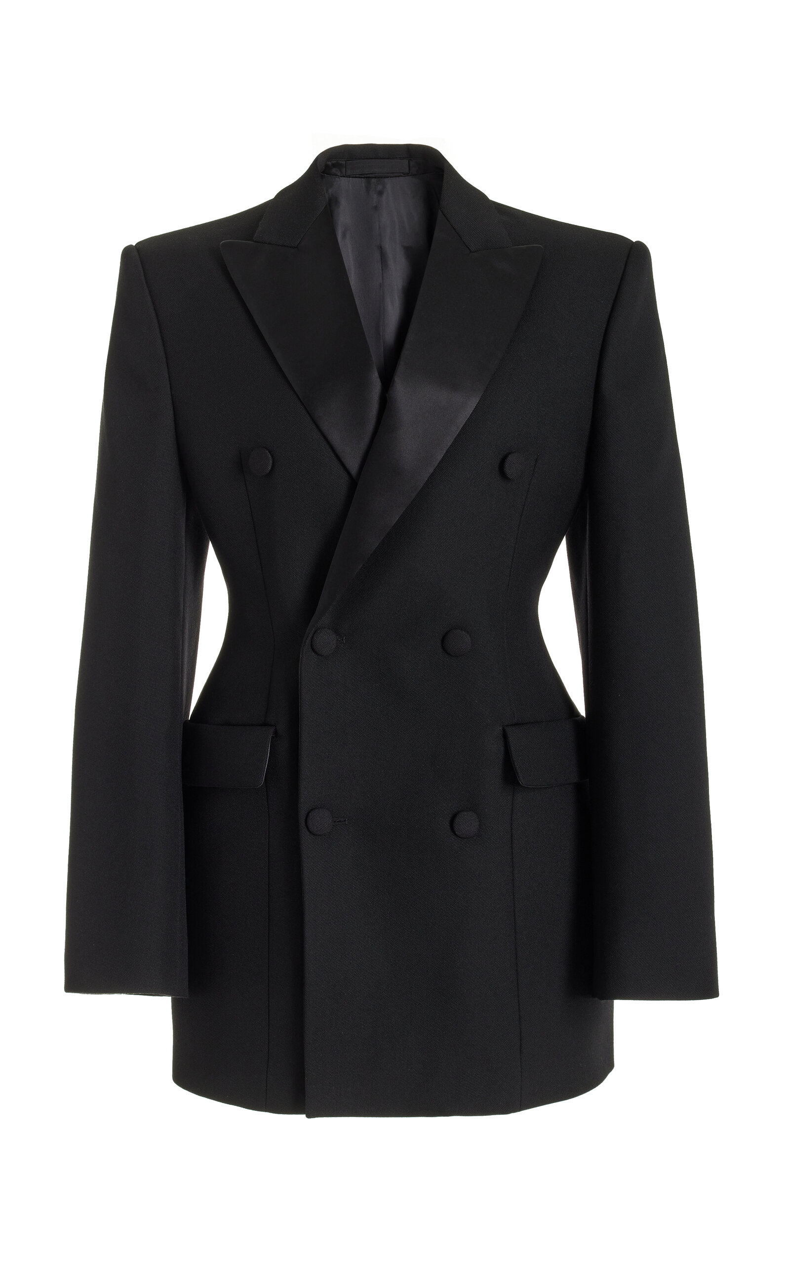 Wardrobe.nyc Sculpted Wool Mini Blazer Dress In Black
