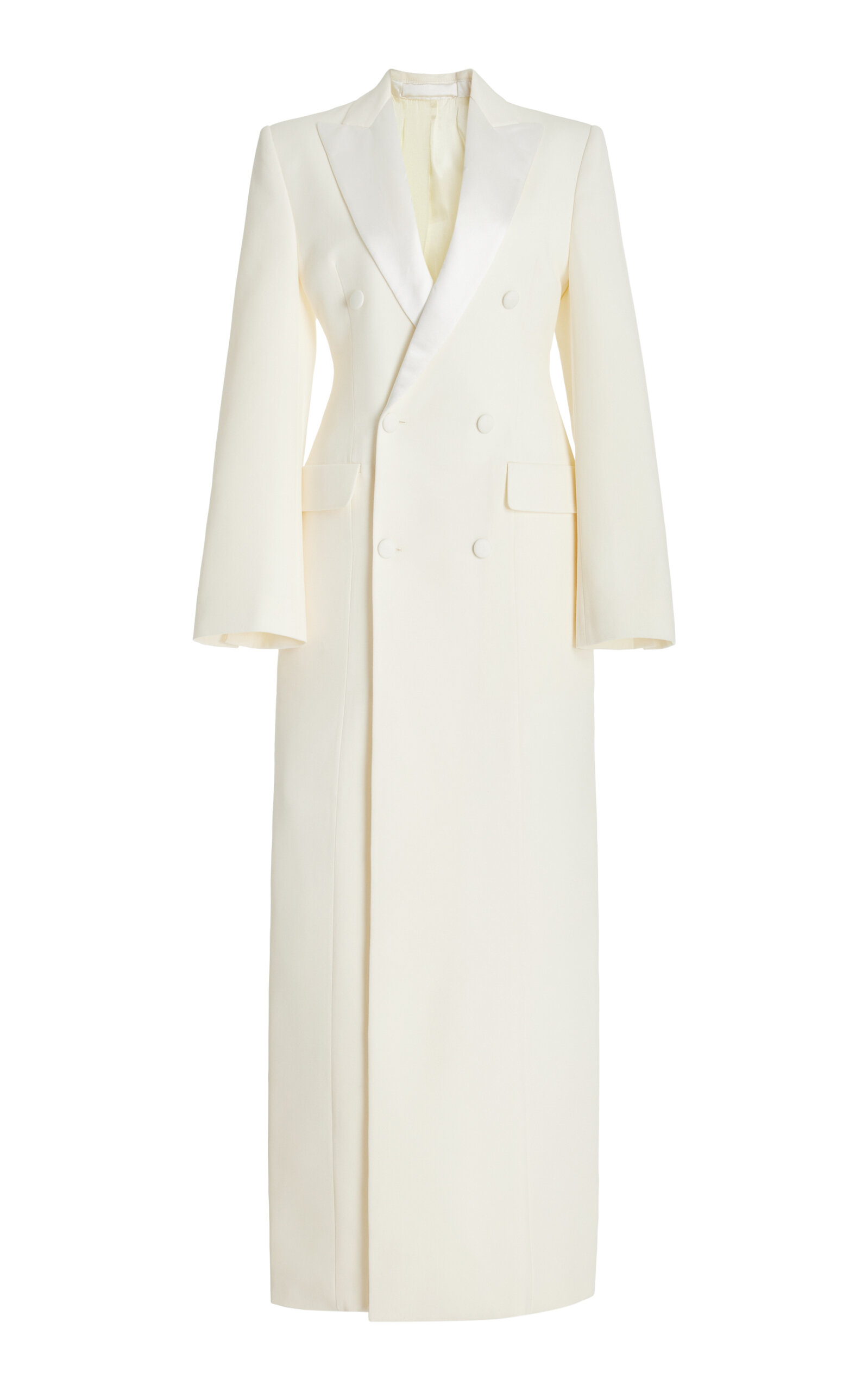 Wardrobe.nyc Sculpted Wool Coat Dress In Off-white