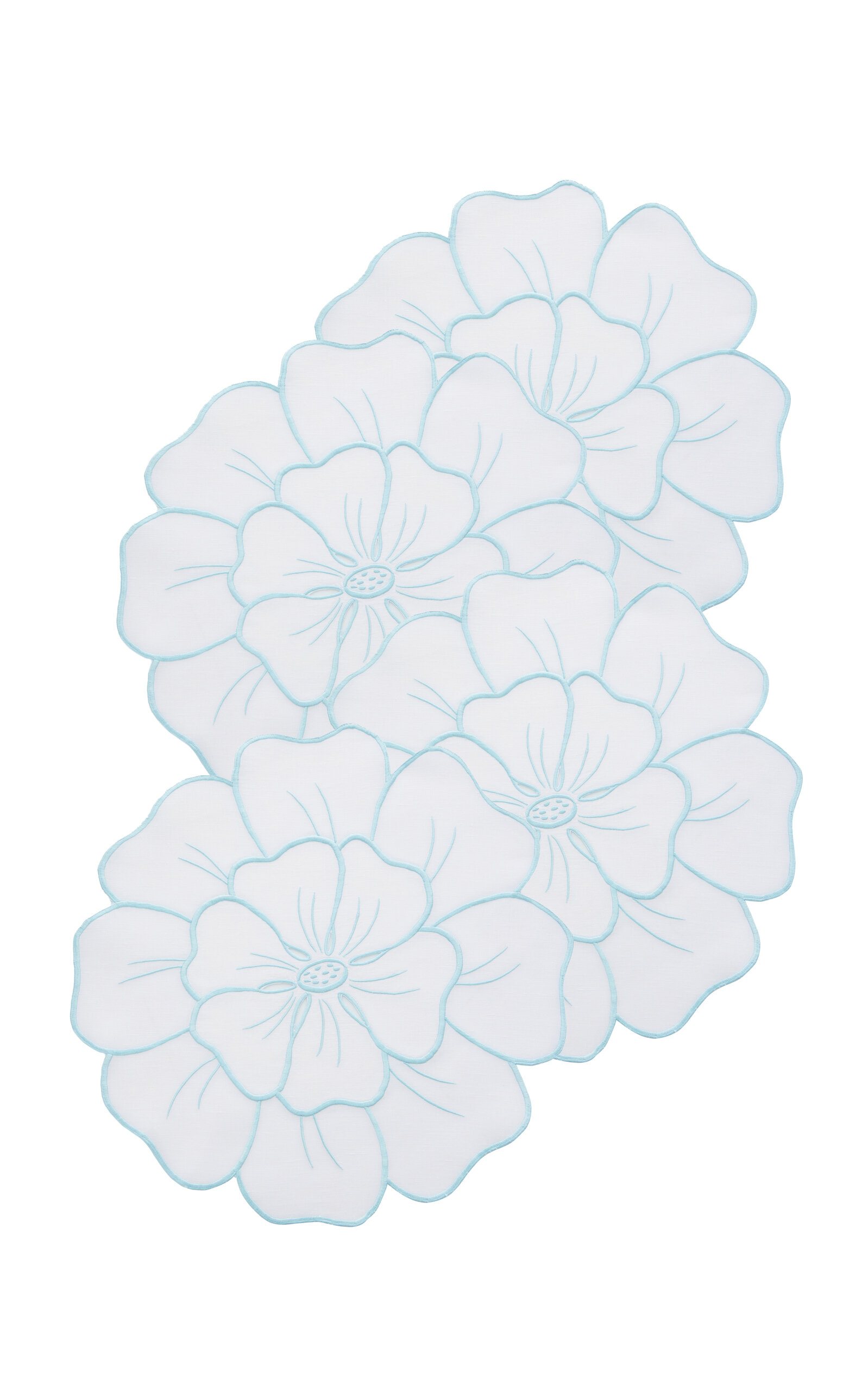 Atelier Houria Tazi Fleur Set-of-four Embroidered Linen Placemats In Multi