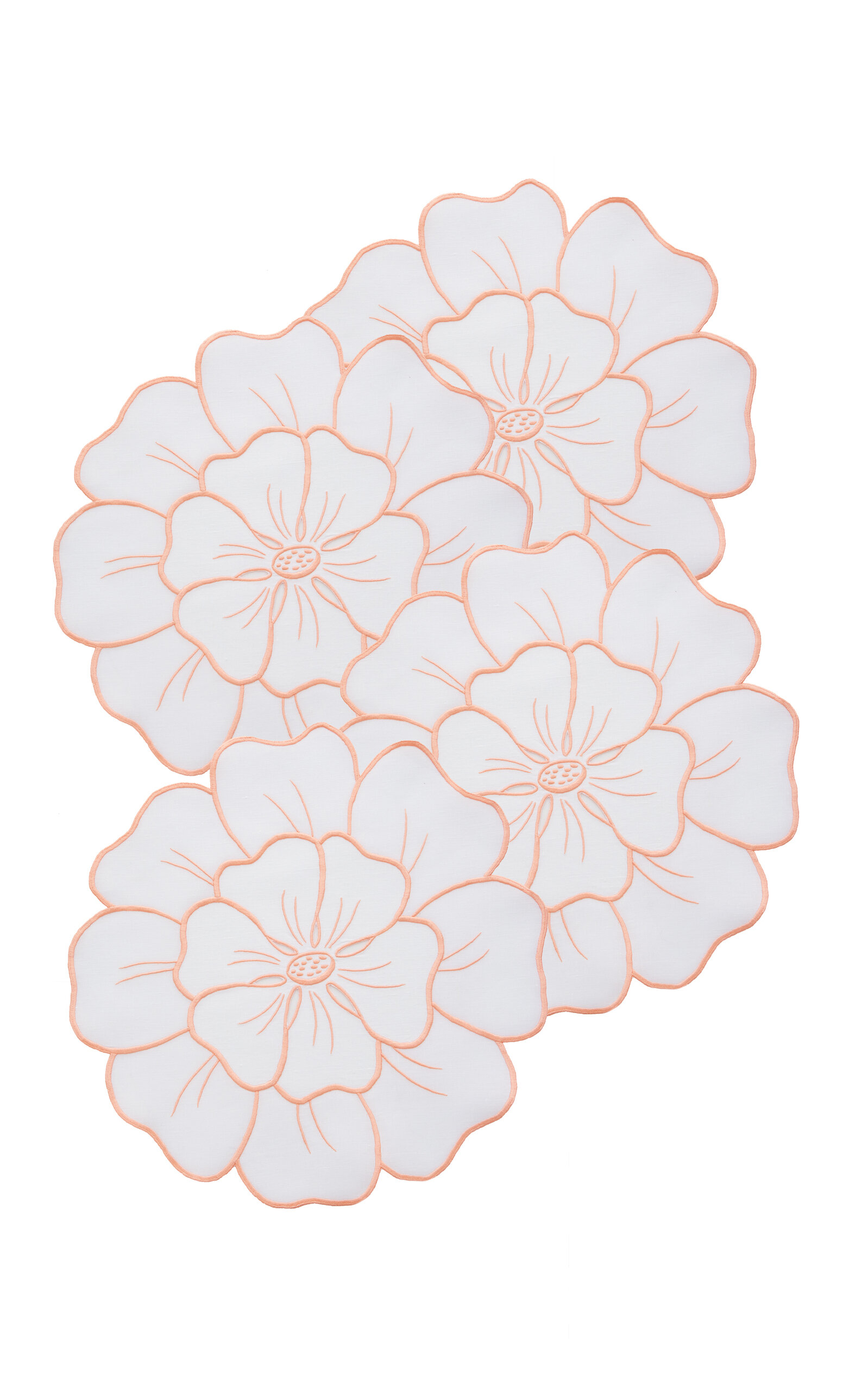Atelier Houria Tazi Fleur Set-of-four Embroidered Linen Placemats In Yellow