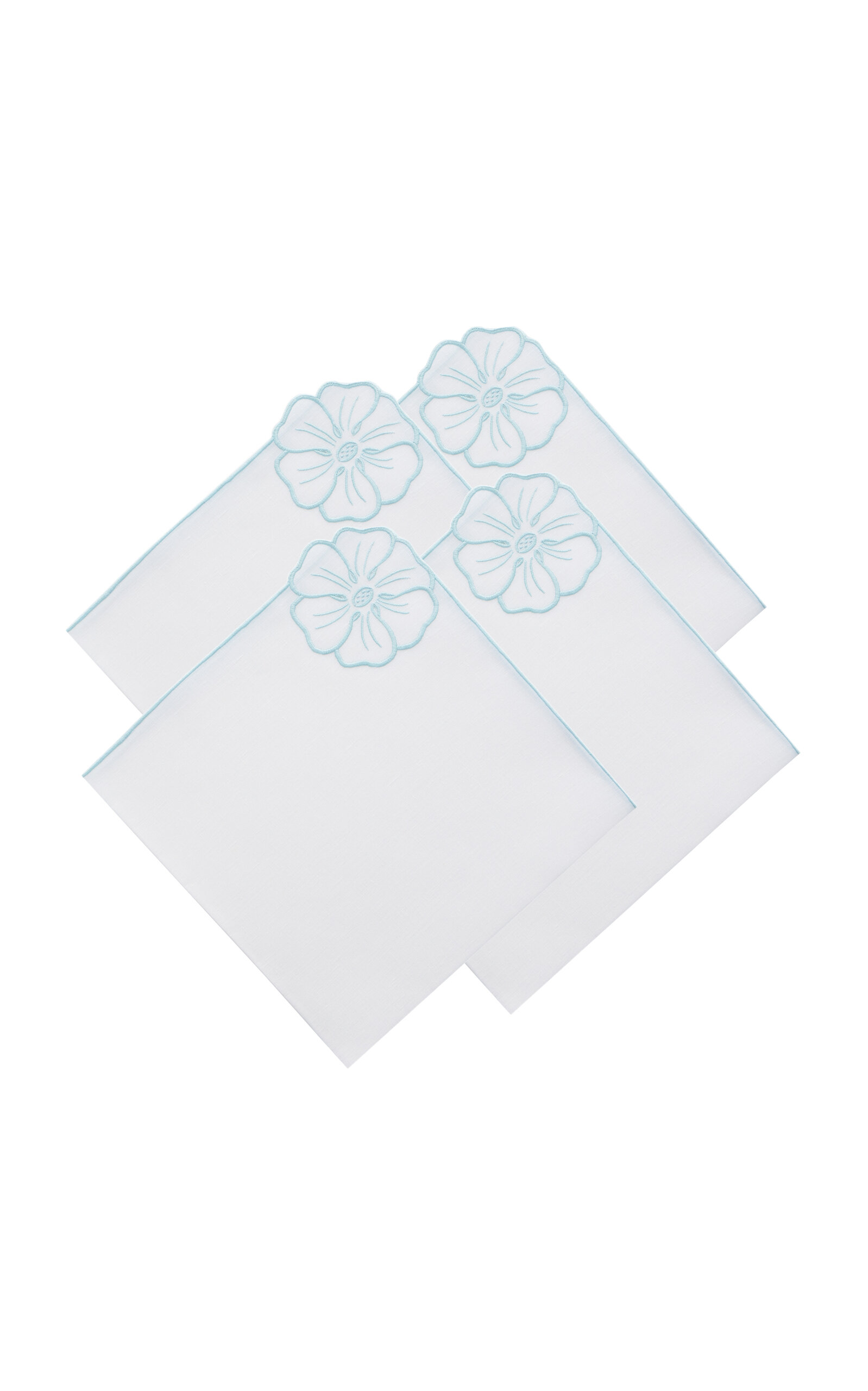 Atelier Houria Tazi Fleur Set-of-four Embroidered Linen Napkins In Multi
