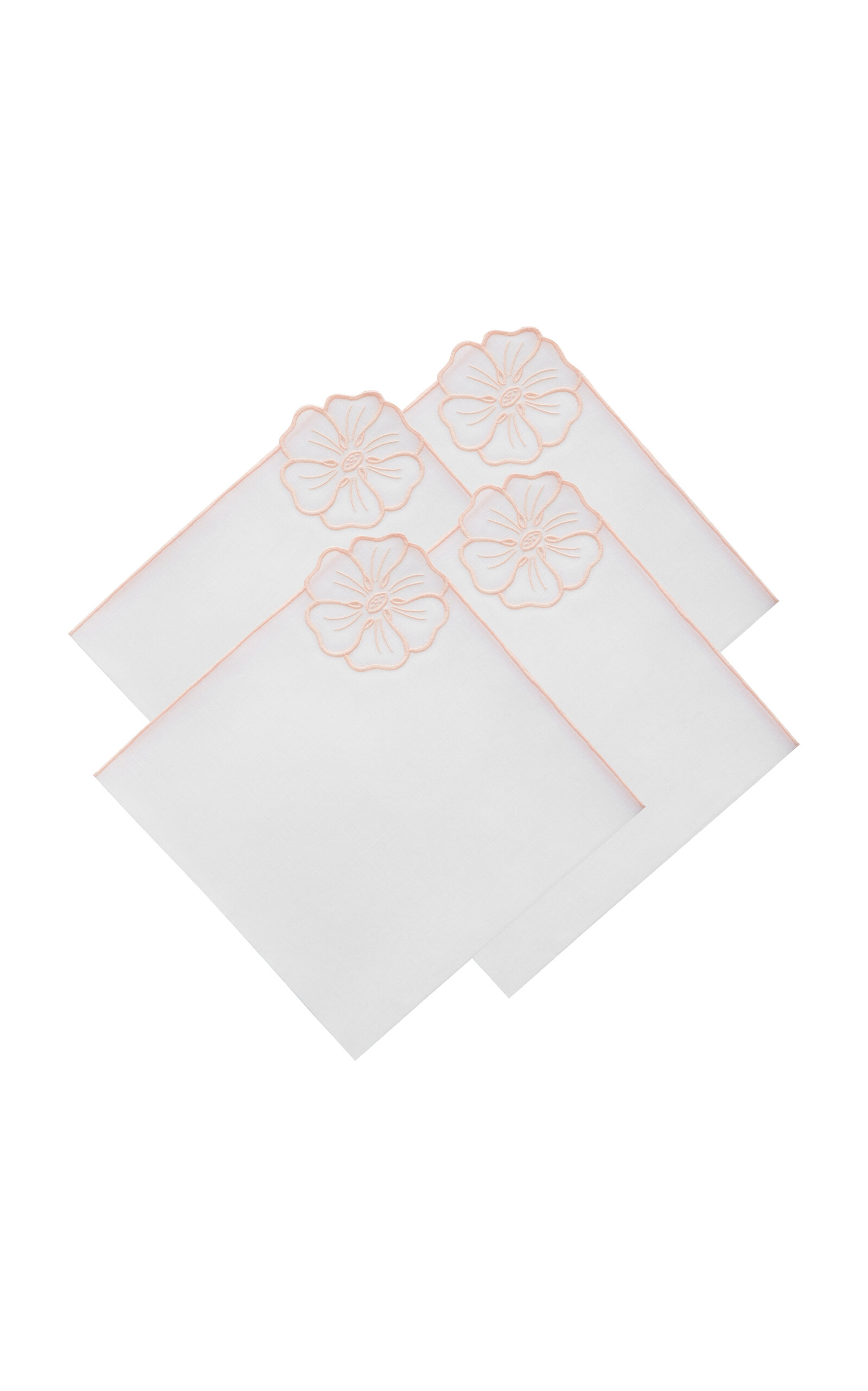 Atelier Houria Tazi Fleur Set-of-four Embroidered Linen Napkins In Neutral