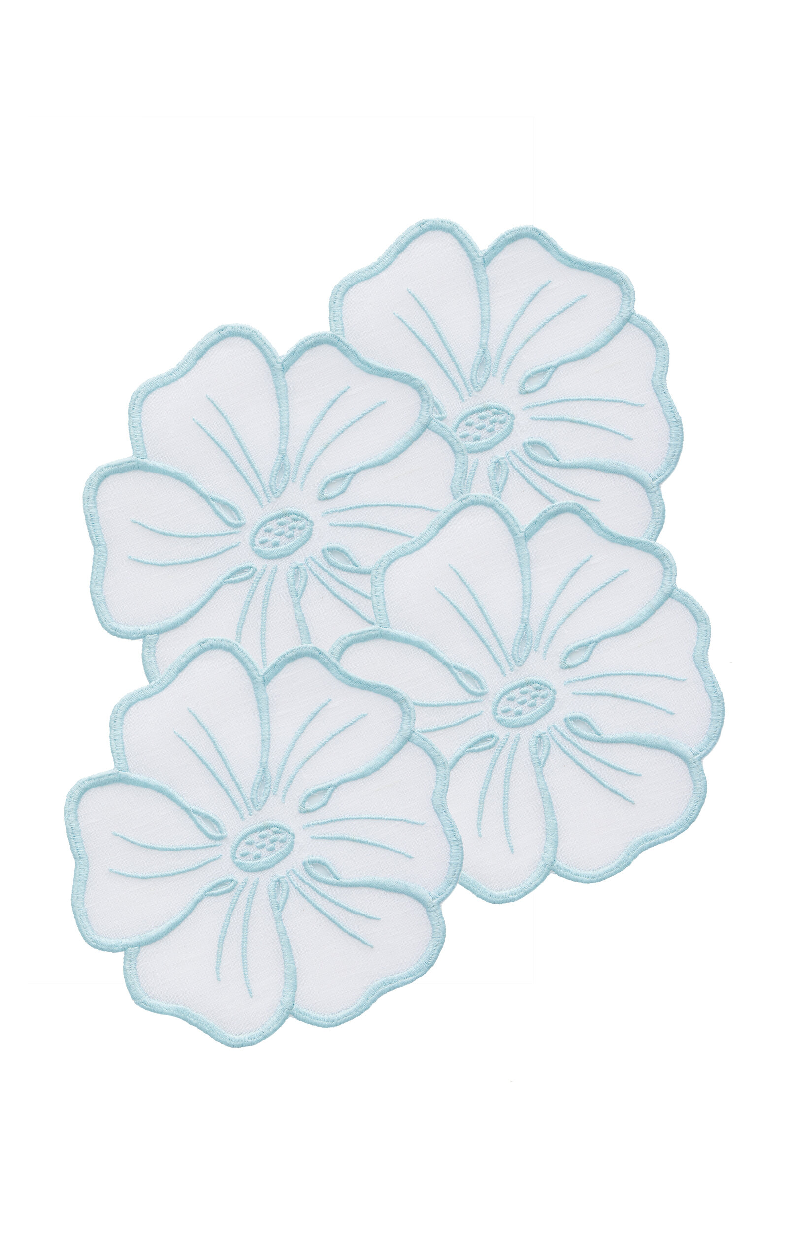 Atelier Houria Tazi Fleur Set-of-four Embroidered Linen Coaster In Multi