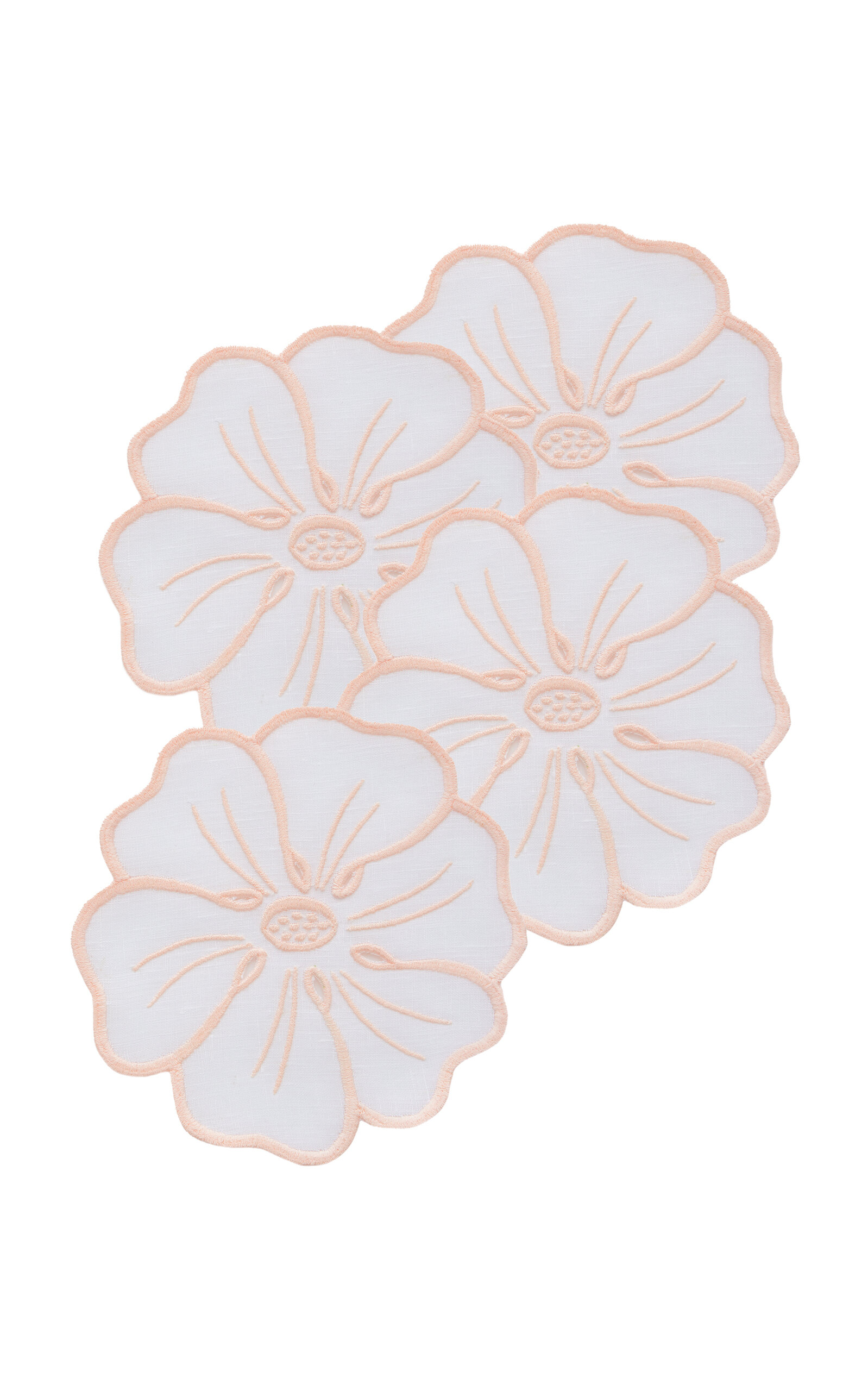 Atelier Houria Tazi Fleur Set-of-four Embroidered Linen Coaster In Neutral