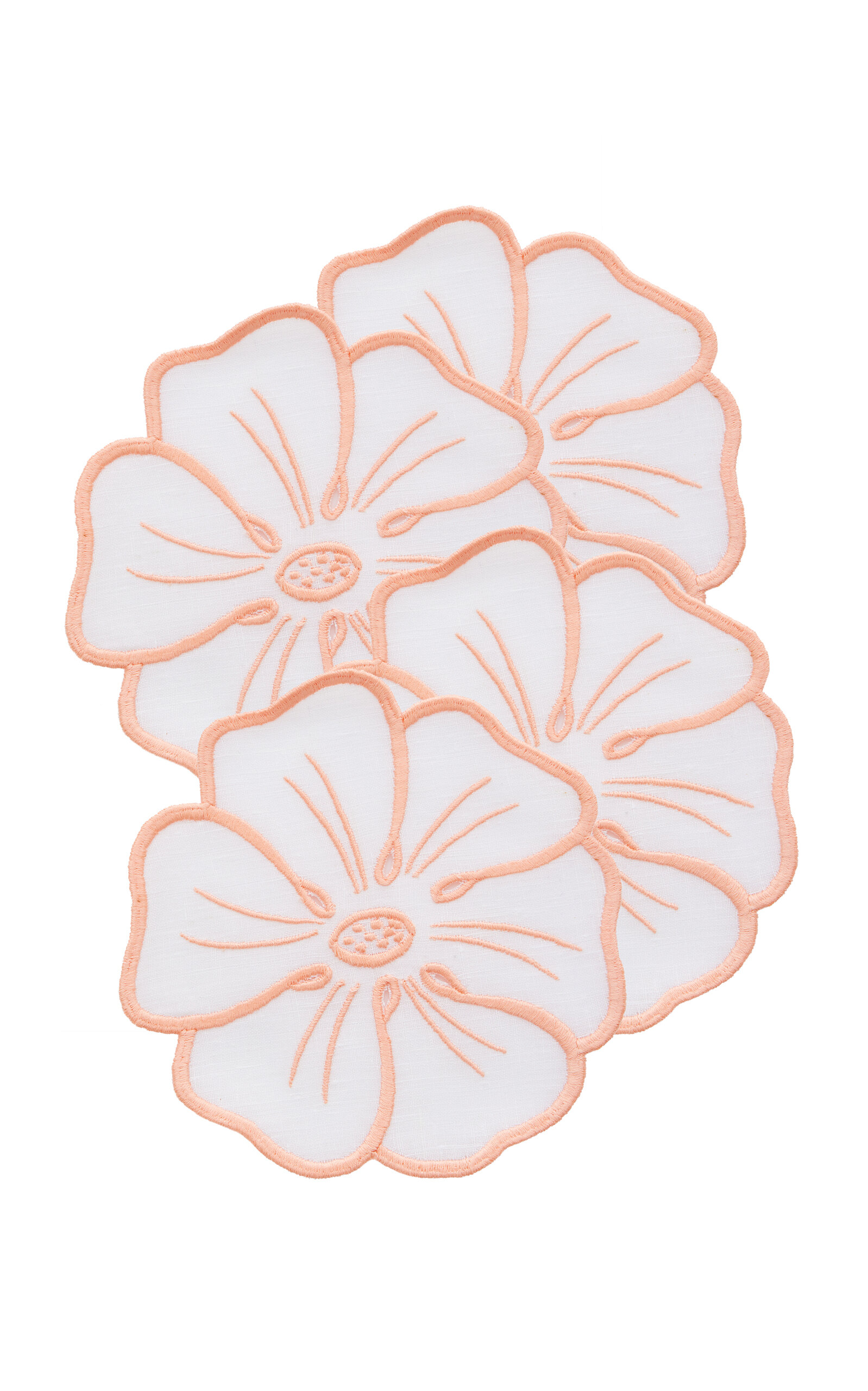 Atelier Houria Tazi Fleur Set-of-four Embroidered Linen Coaster In Yellow