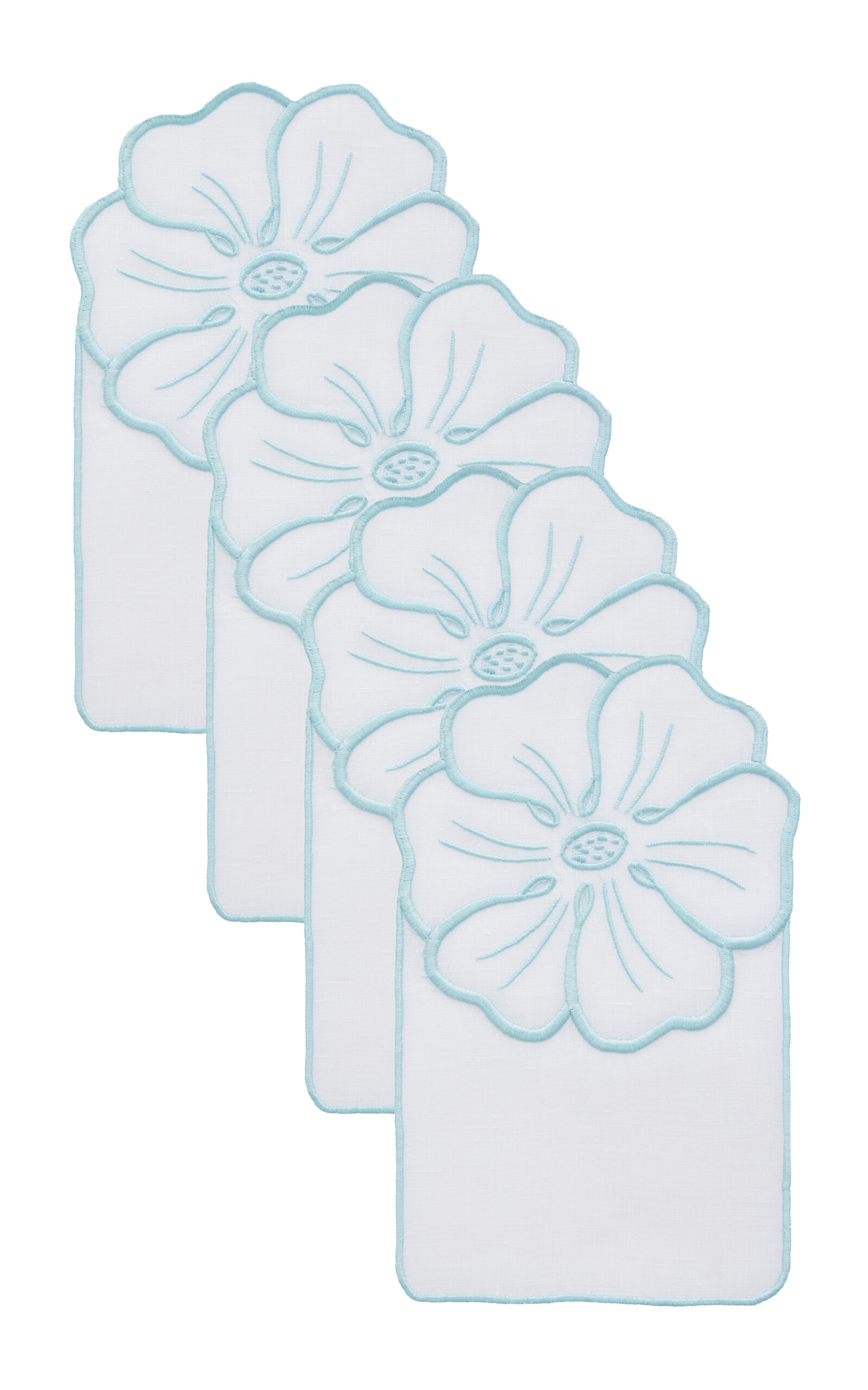 Atelier Houria Tazi Fleur Set-of-four Embroidered Linen Cocktail Napkins In Multi
