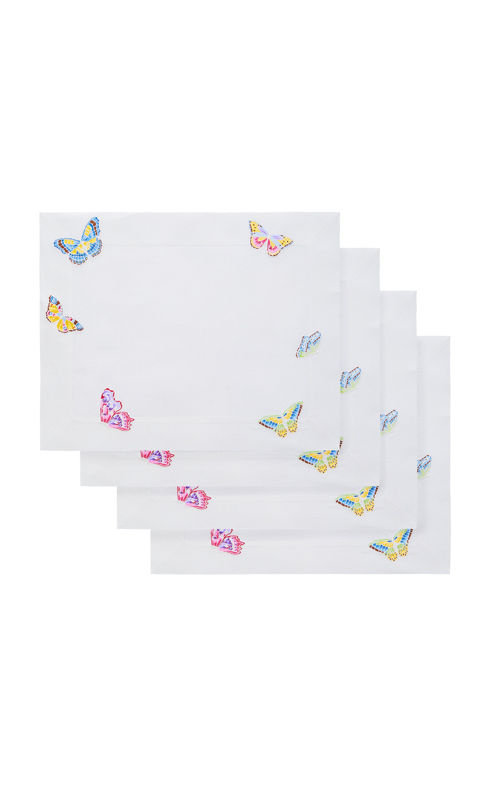 Atelier Houria Tazi Papillons Set-of-four Placemats In Multi
