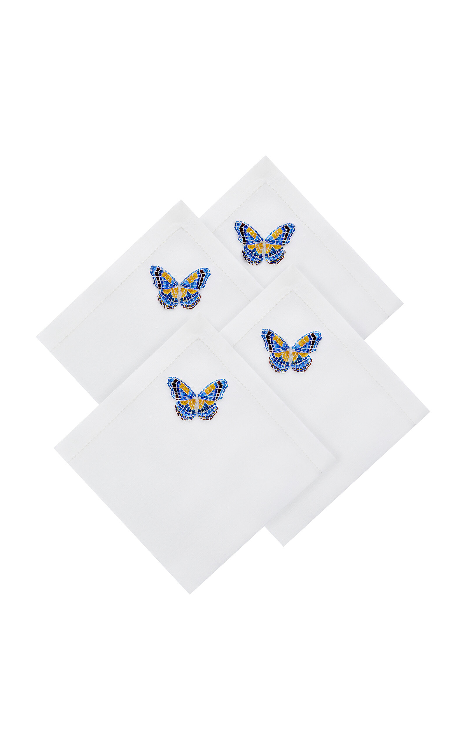 Atelier Houria Tazi Papillons Set-of-four Napkins In Multi