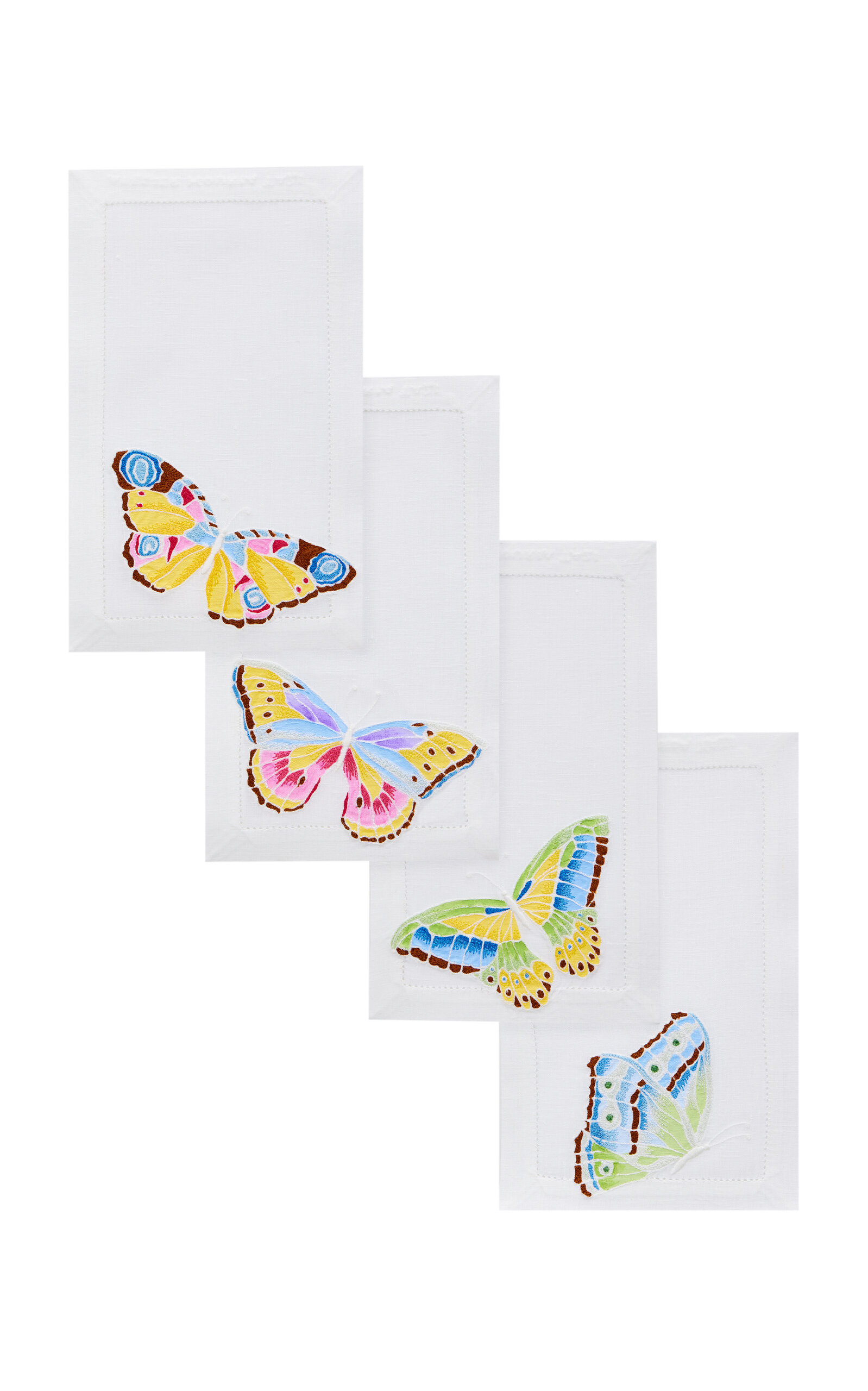 Atelier Houria Tazi Papillons Set-of-four Cocktail Napkins In Multi