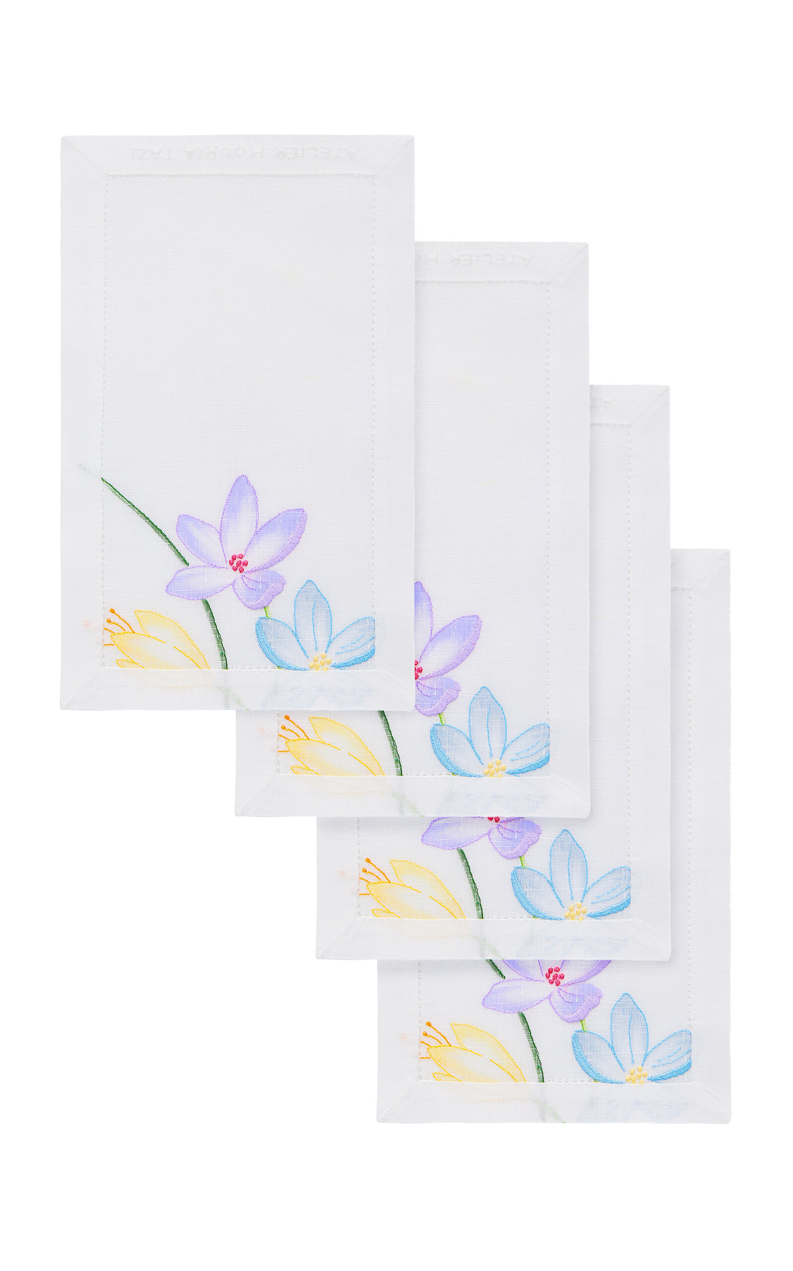 Atelier Houria Tazi Primavera Set-of-four Cocktail Napkins In Floral