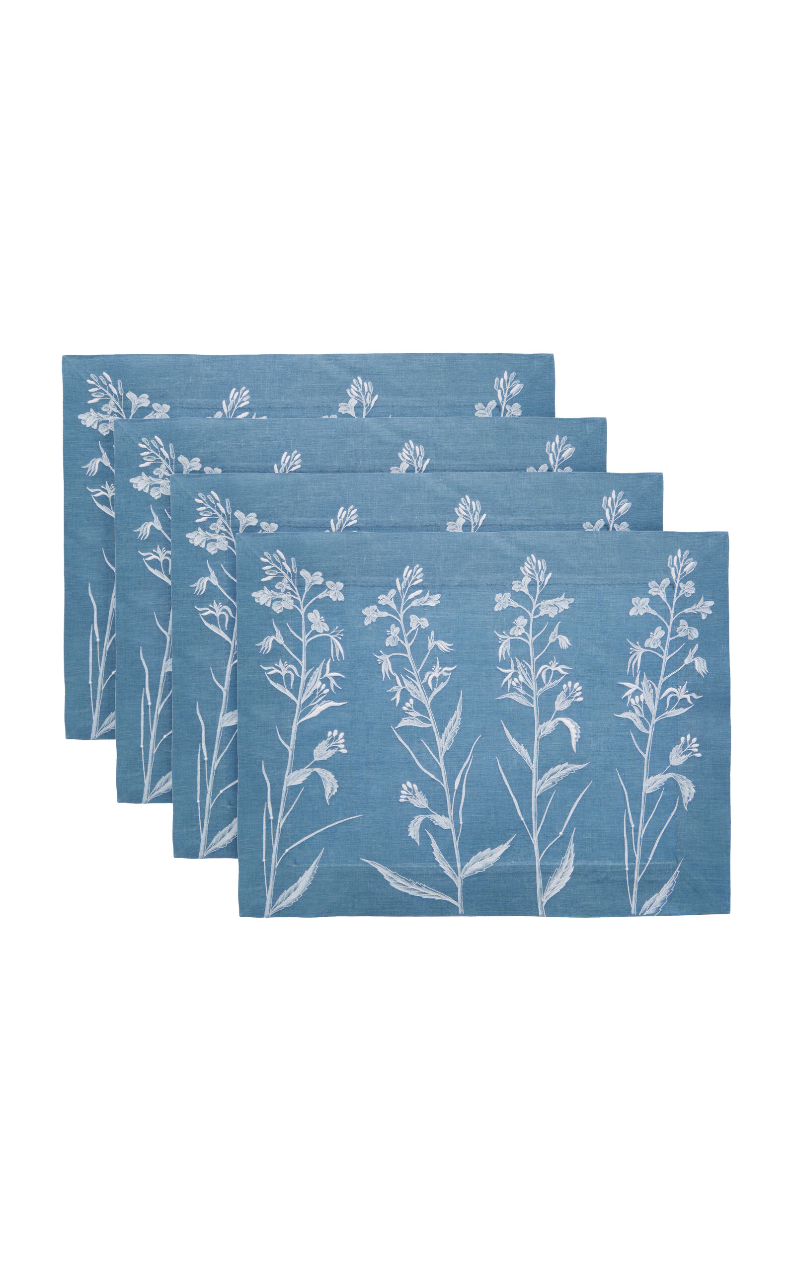 Atelier Houria Tazi Laure Set-of-four Placemats In Blue