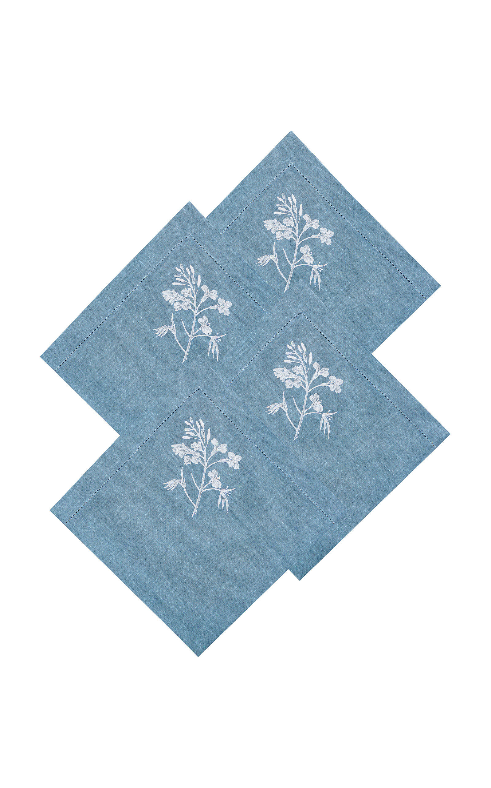 Atelier Houria Tazi Laure Set-of-four Napkins In Blue