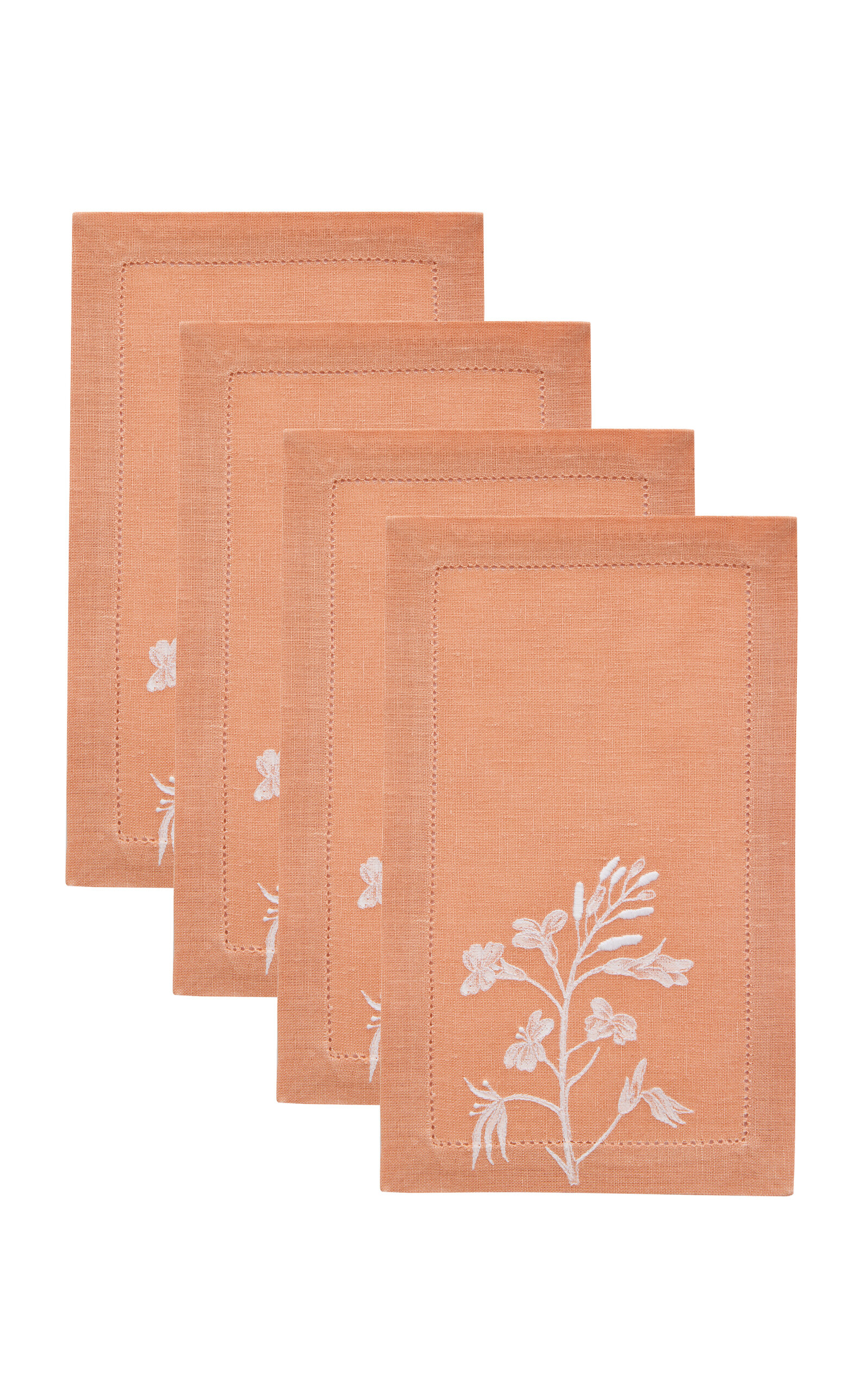 Atelier Houria Tazi Laure Set-of-four Cocktail Napkins In Yellow