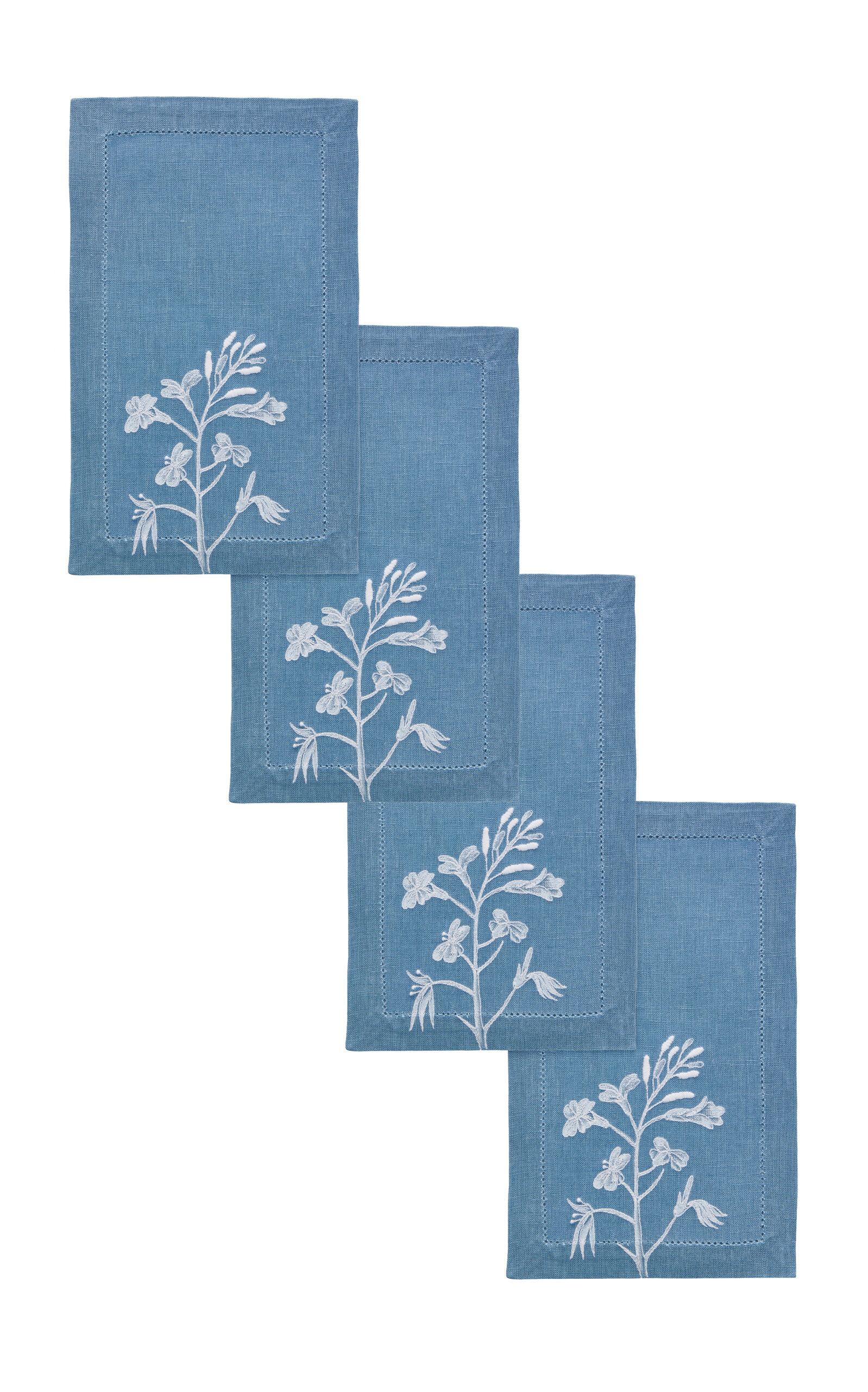 Atelier Houria Tazi Laure Set-of-four Cocktail Napkins In Blue
