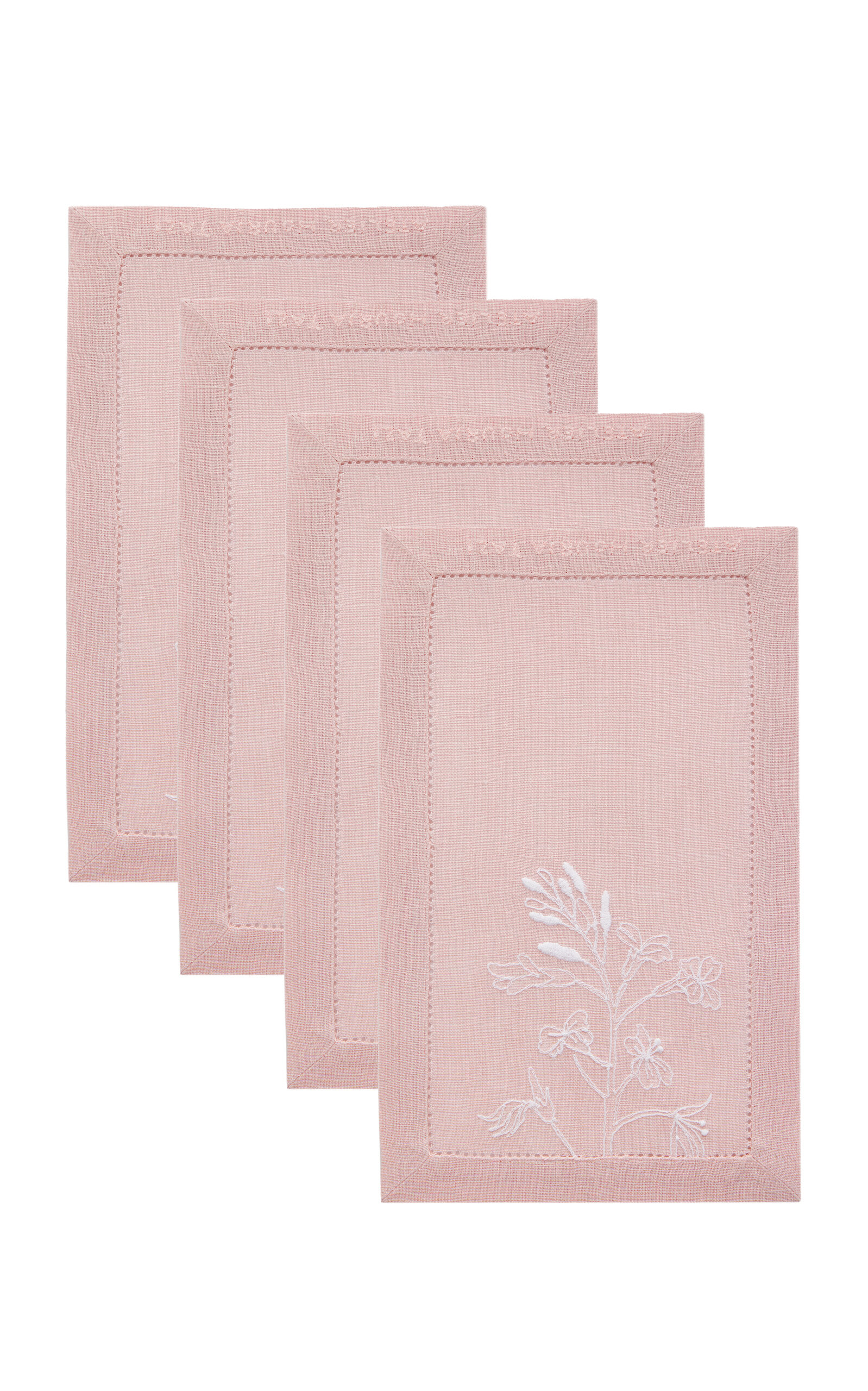 Atelier Houria Tazi Laure Set-of-four Cocktail Napkins In Pink