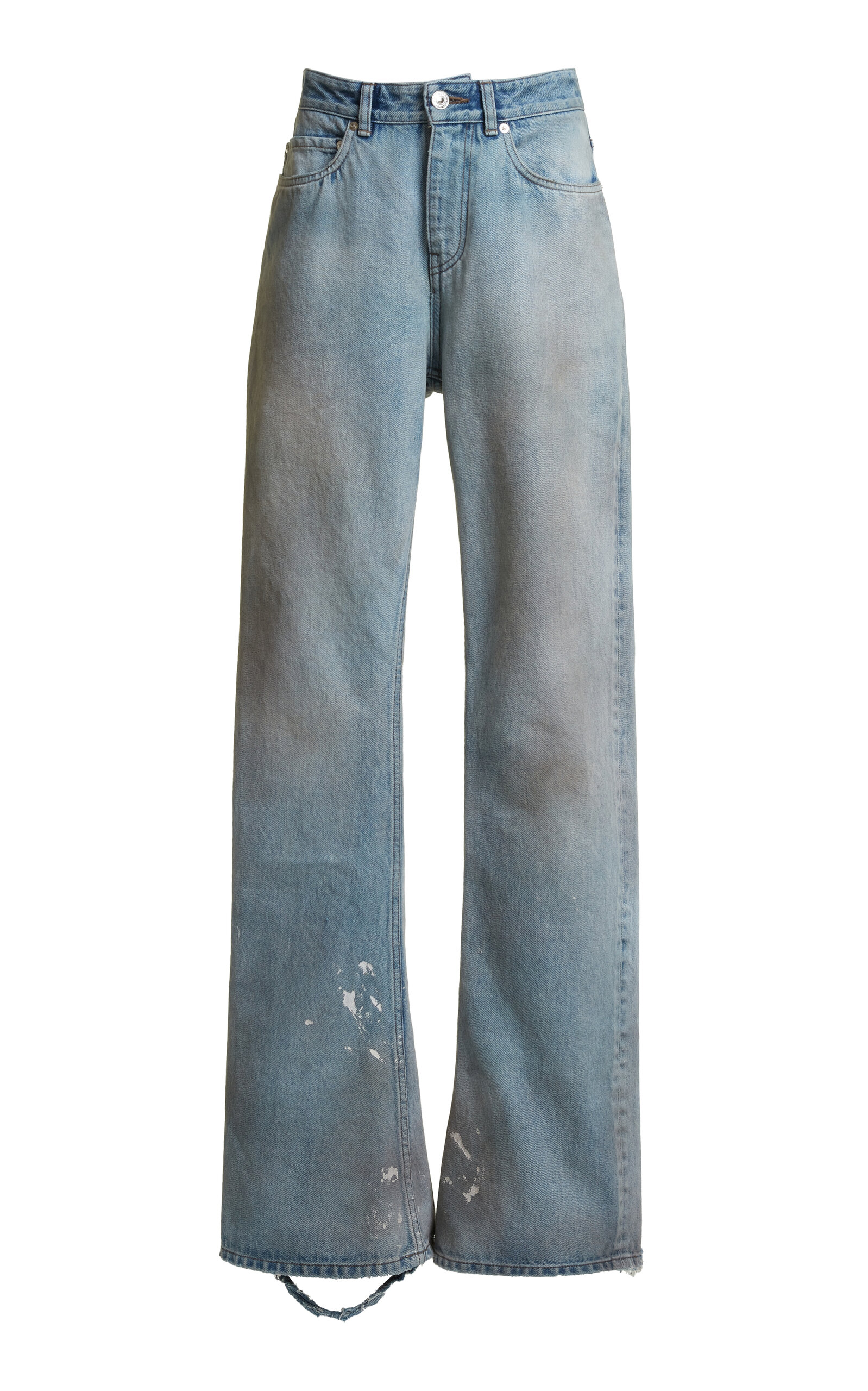 Organic Distressed Cotton Wide-Leg Jeans