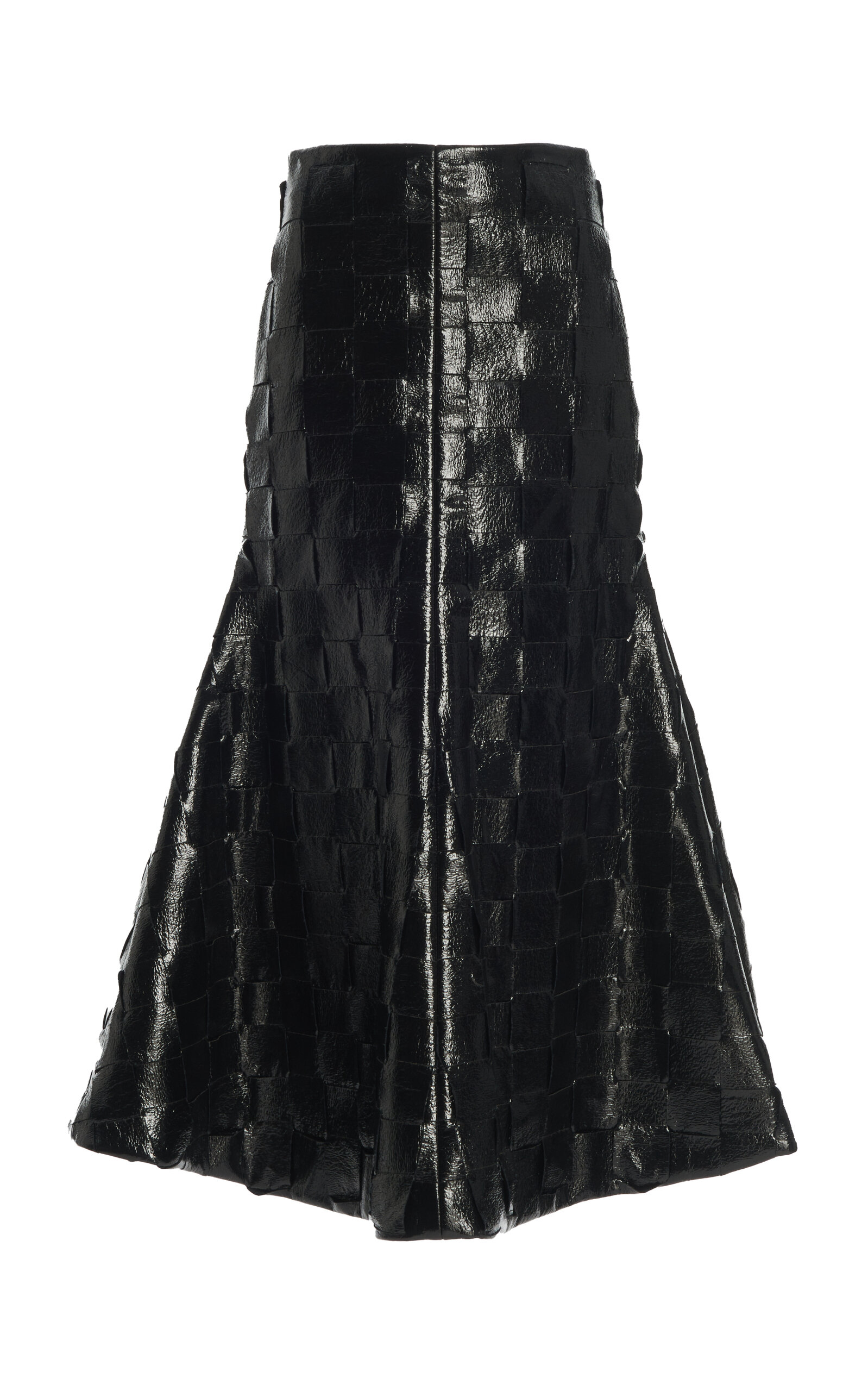 Shop A.w.a.k.e. Woven Faux Leather Midi Skirt In Black