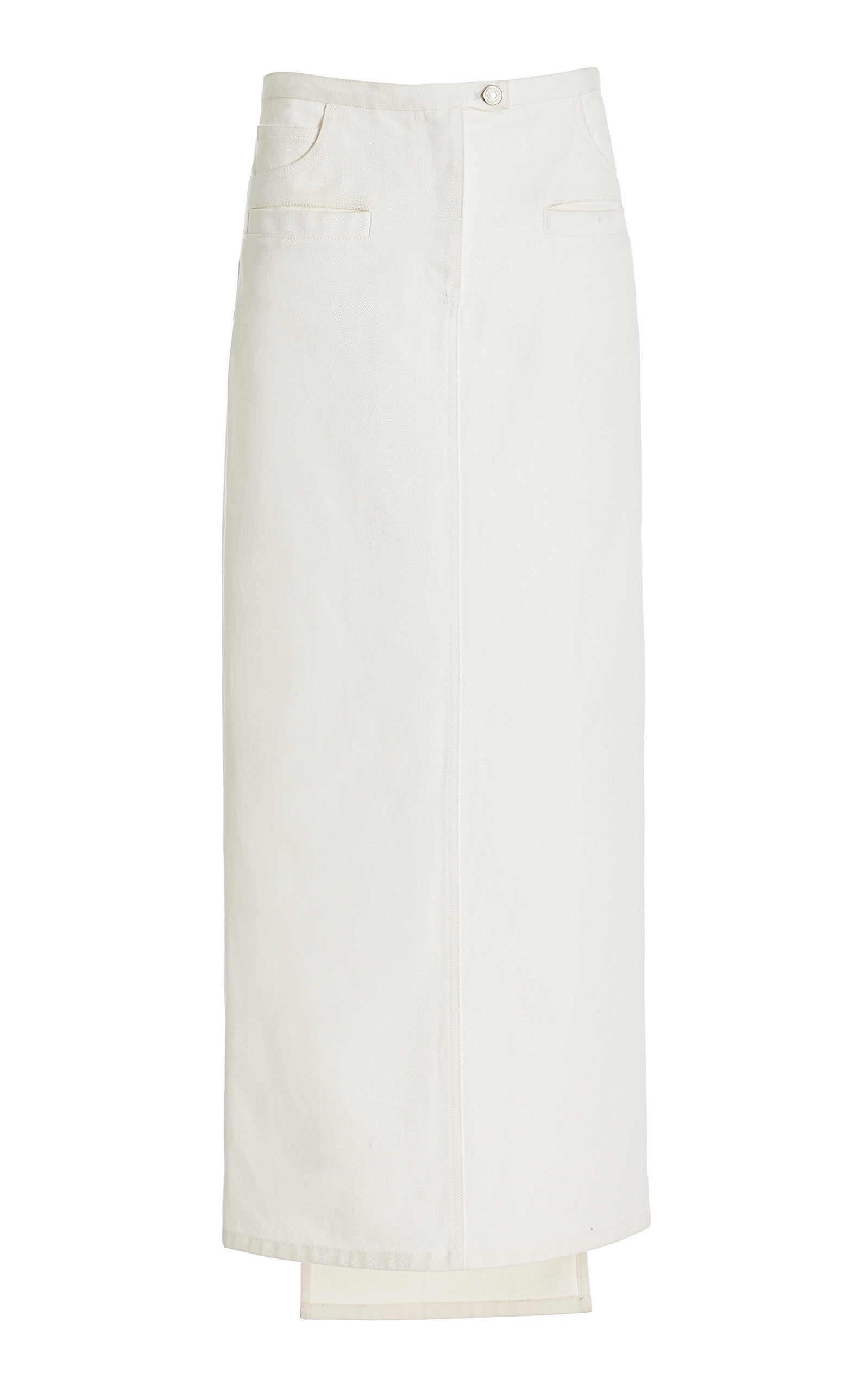 Courrèges Heritage White Denim Long Skirt In Ivory