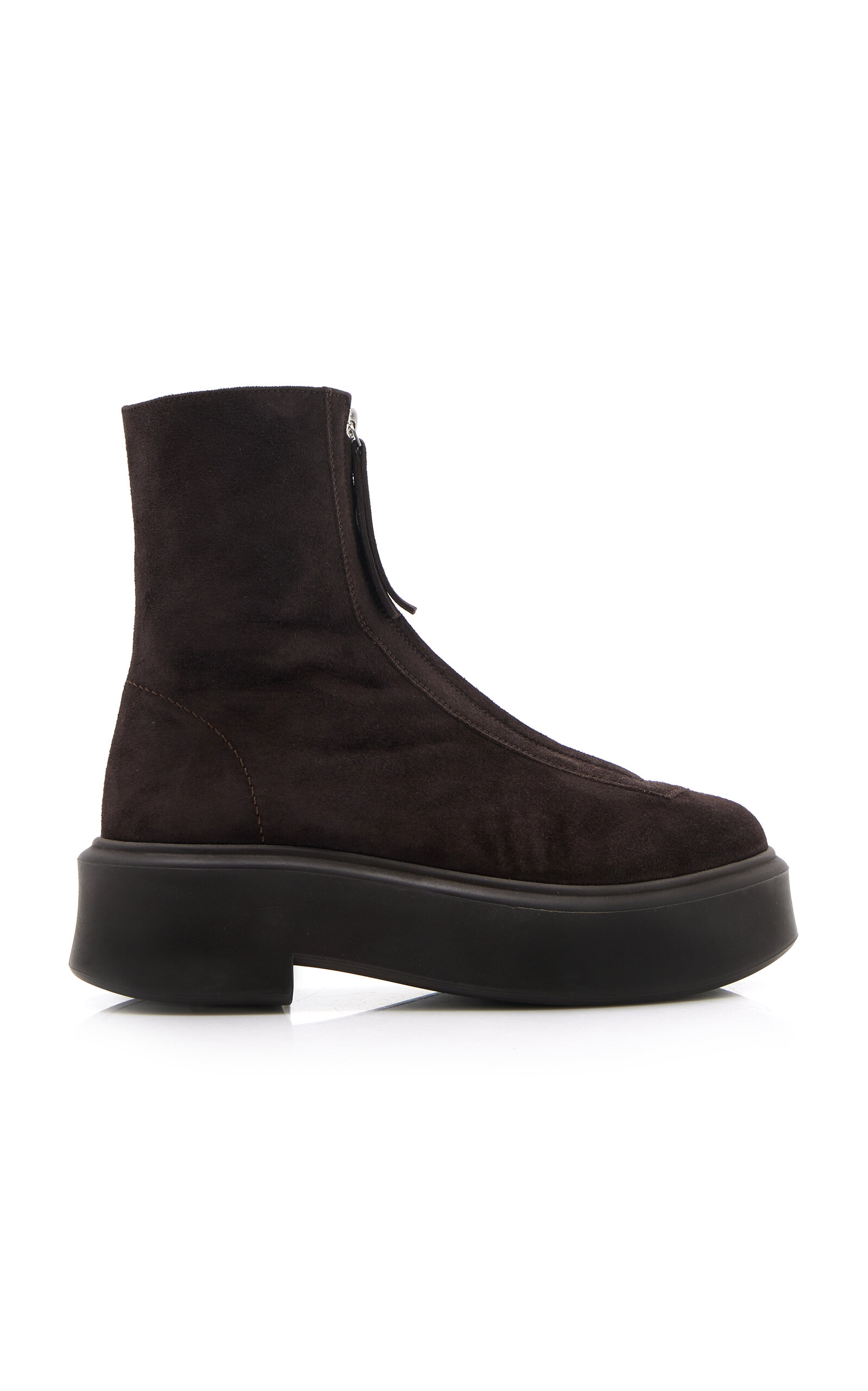 Shop The Row Zipped Suede Boot I In Brown