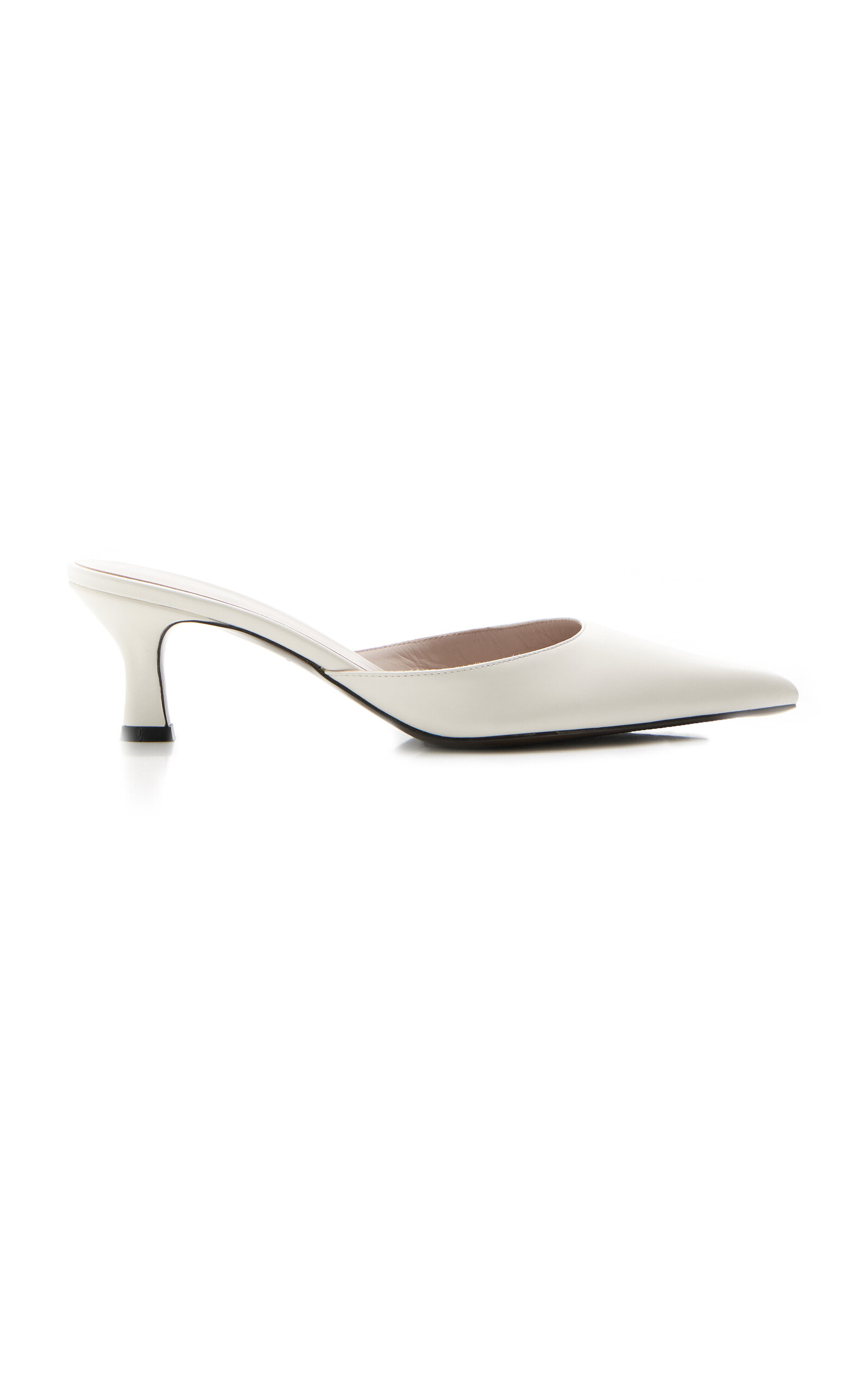 The Row Cybil Leather Mules In Off-white