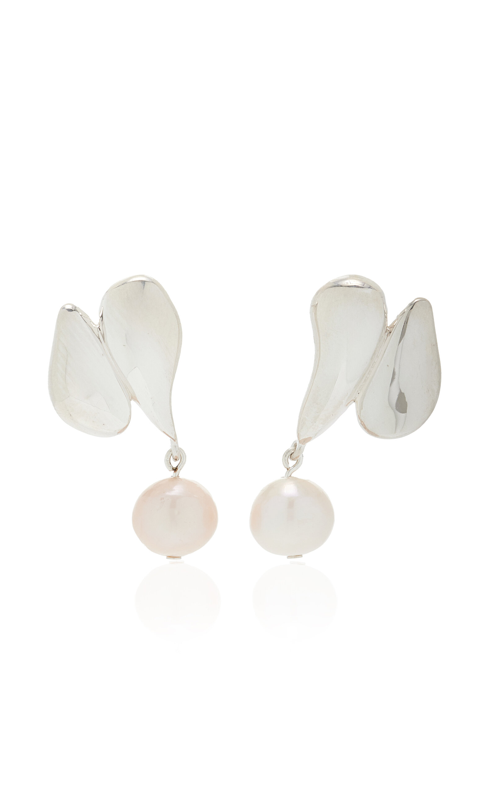 Agmes Elvira Sterling Silver Pearl Earrings In Metallic