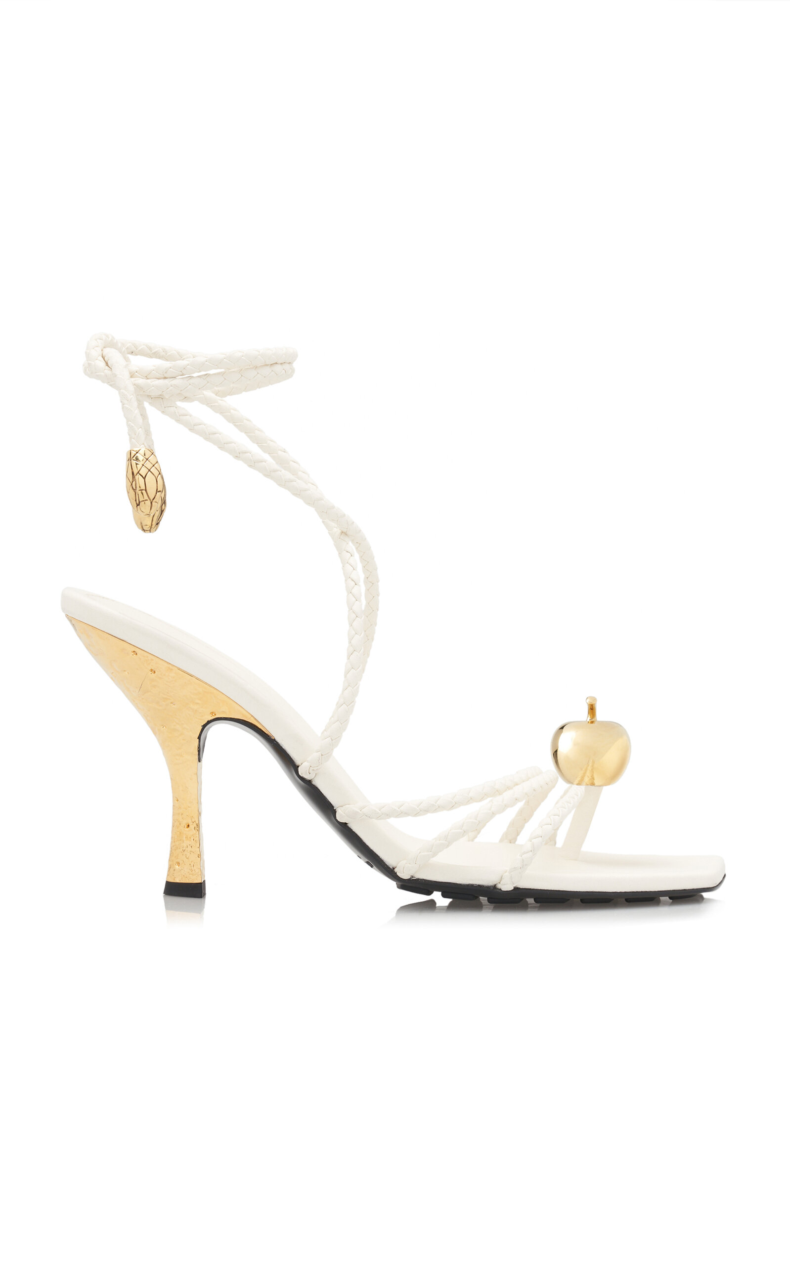 Bottega Veneta Adam Embellished Intrecciato Leather Sandals In White