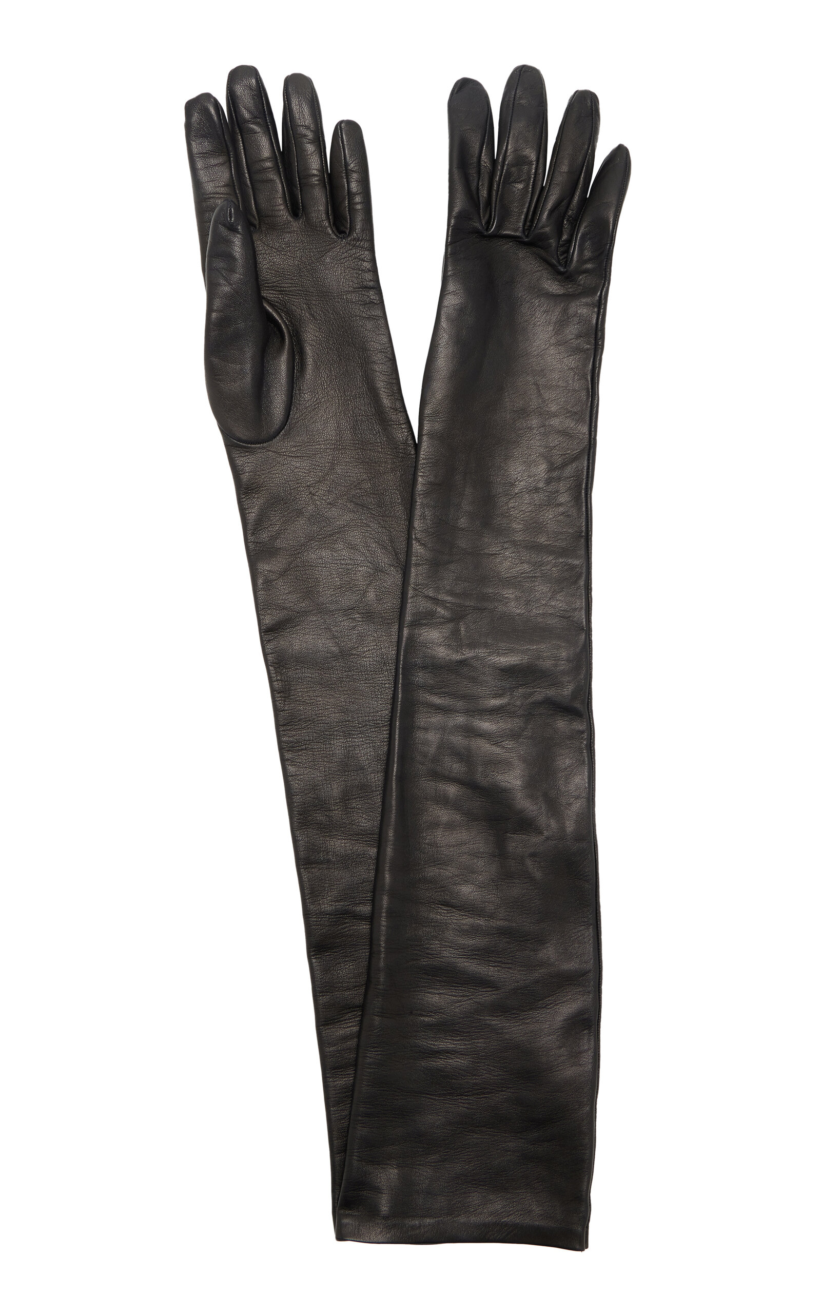 The Row Simon Leather Gloves In Black