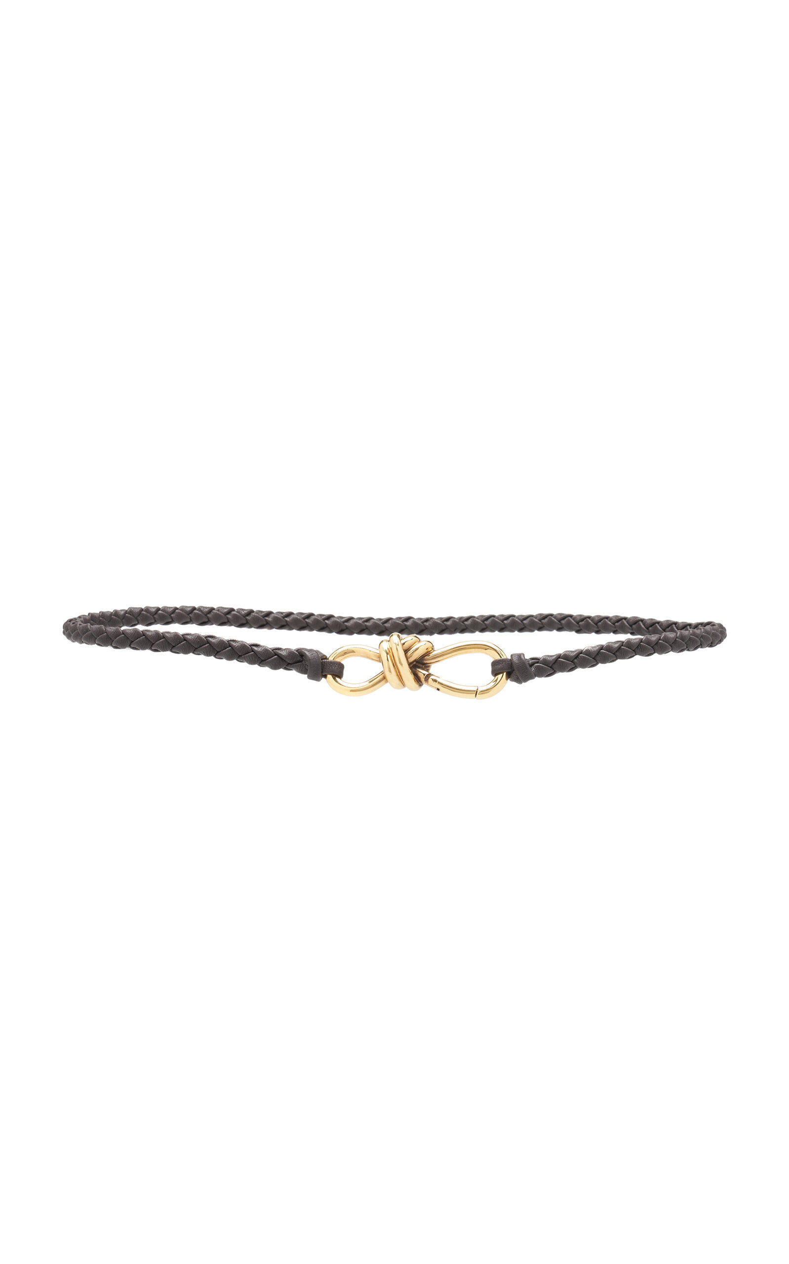 Bottega Veneta Andiamo Intreccio Leather Belt In Brown