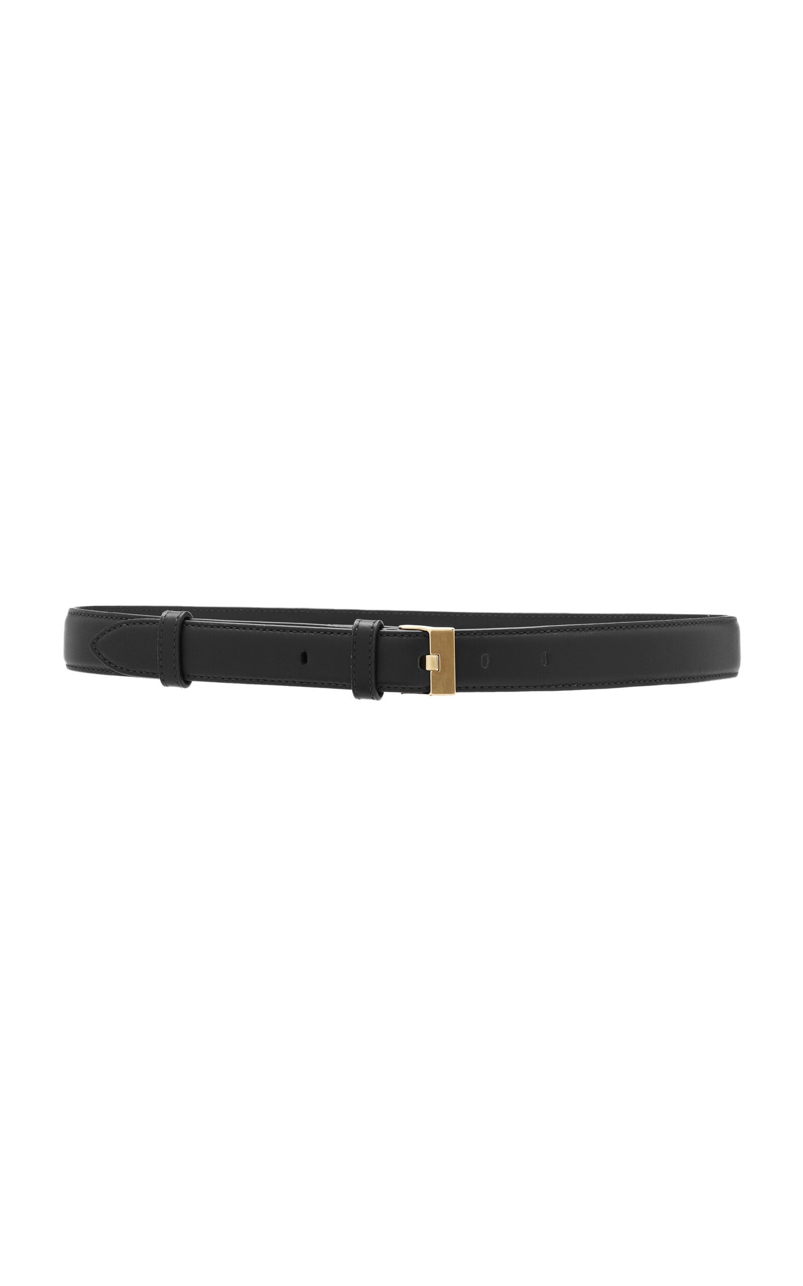Shop Bottega Veneta Simple Leather Belt In Black