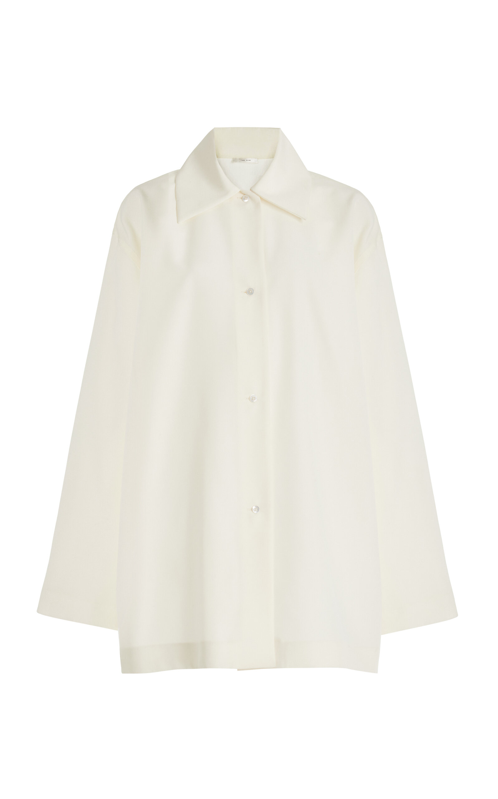 Shop The Row Rigel Oversized Wool Shirt In Ivory
