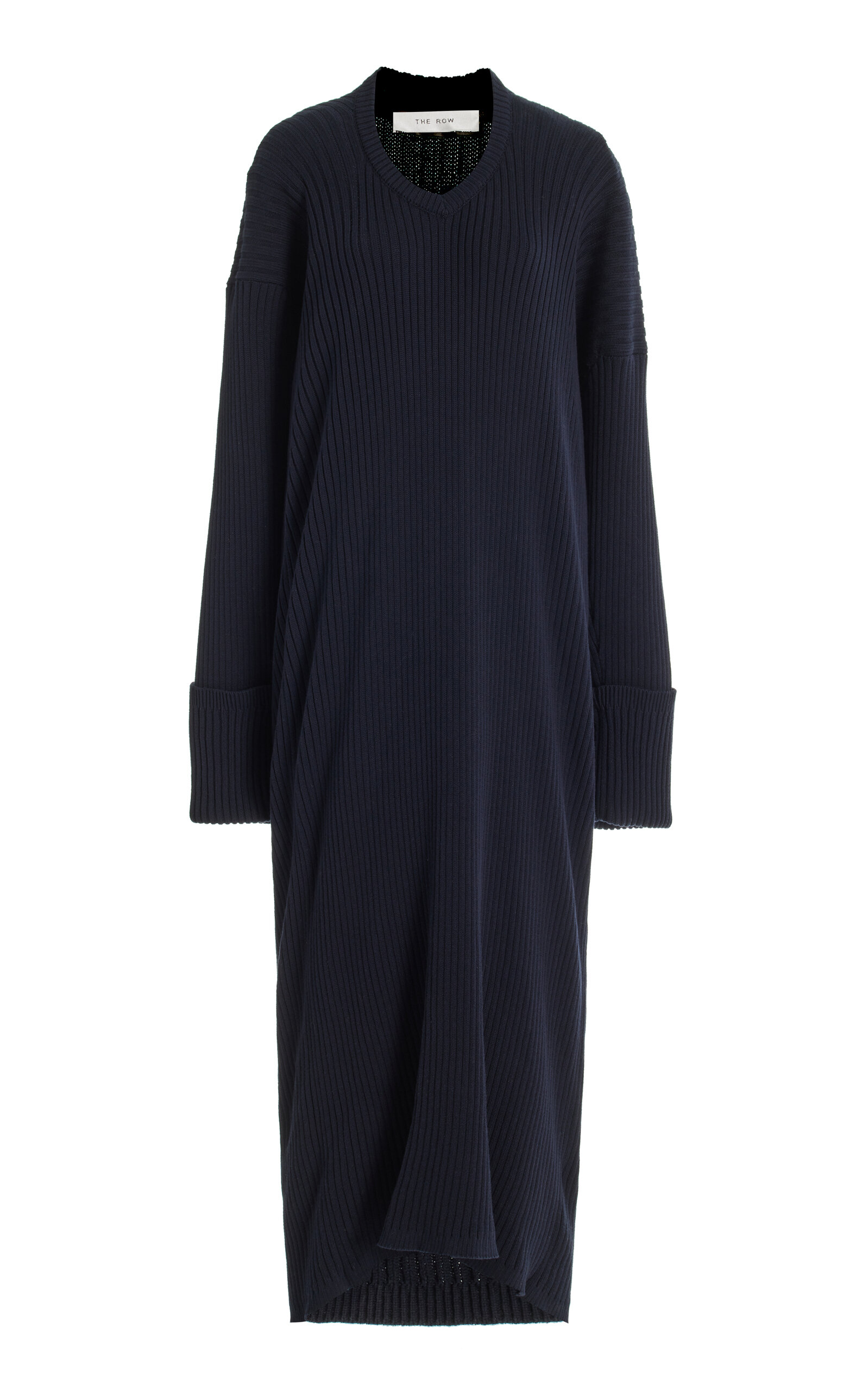Shop The Row Elodie Knit Cotton Maxi Dress In Blue