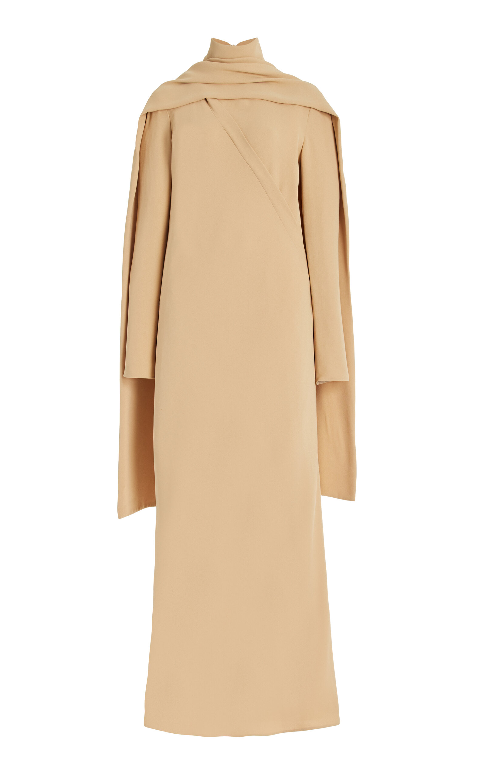 Shop The Row Pascal Scarf-neck Silk Maxi Dress In Neutral