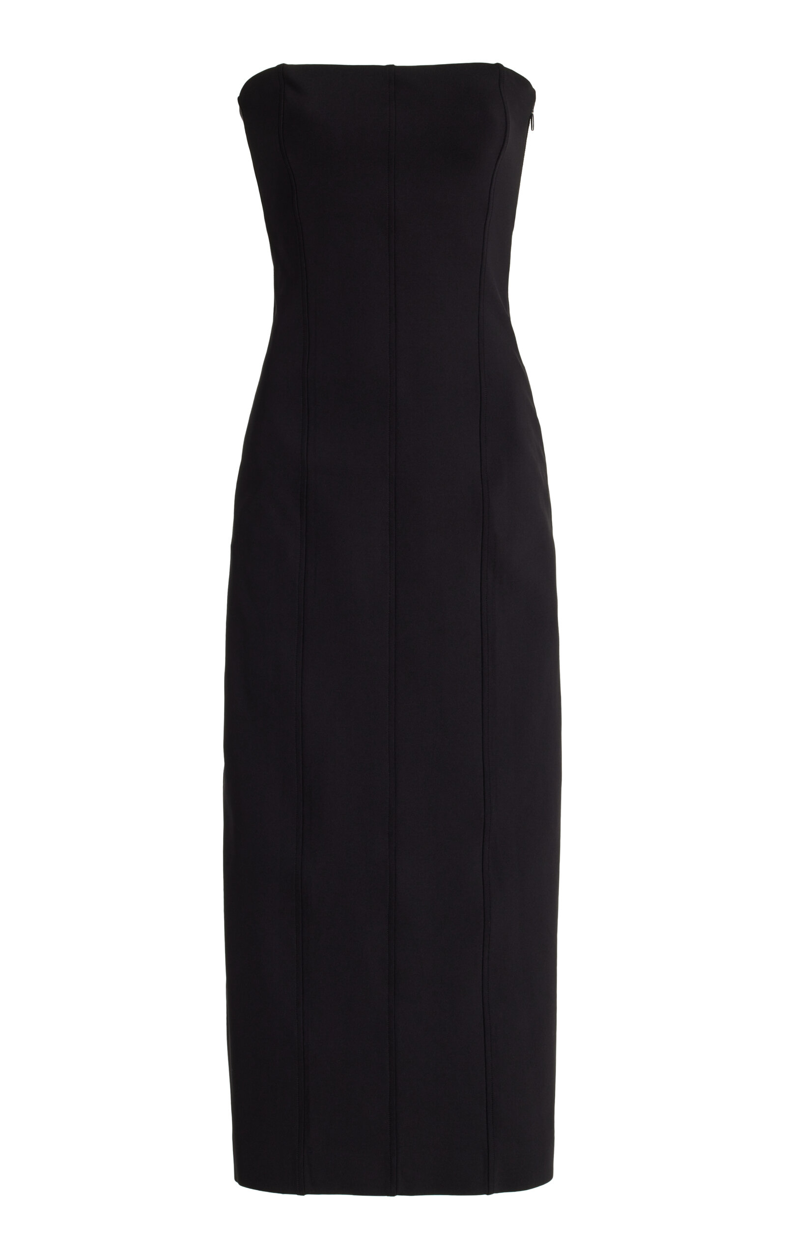 The Row Melonia Strapless Scuba Maxi Dress In Black