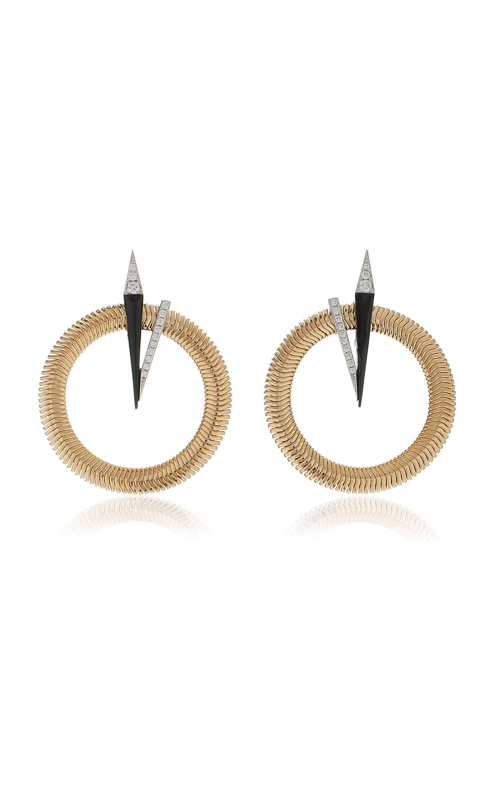 Nikos Koulis Feelings 18k Yellow And White Gold Diamond Hoop Earrings