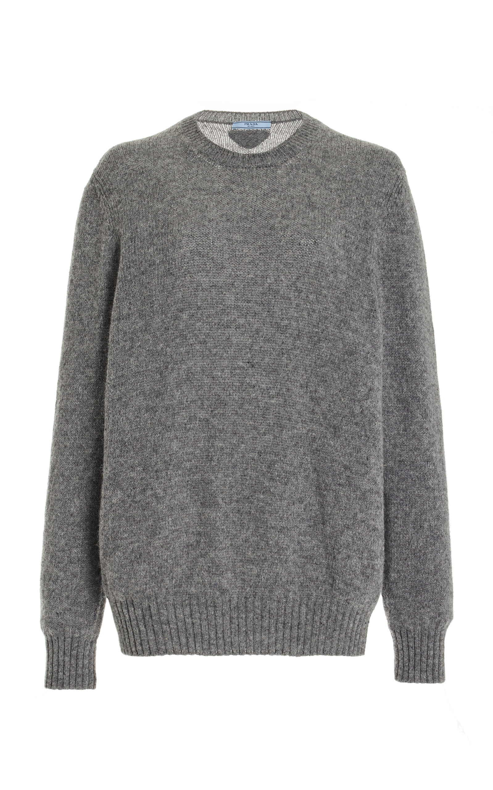 Prada Rundhalspullover Aus Wolle Und Kaschmir In Grey
