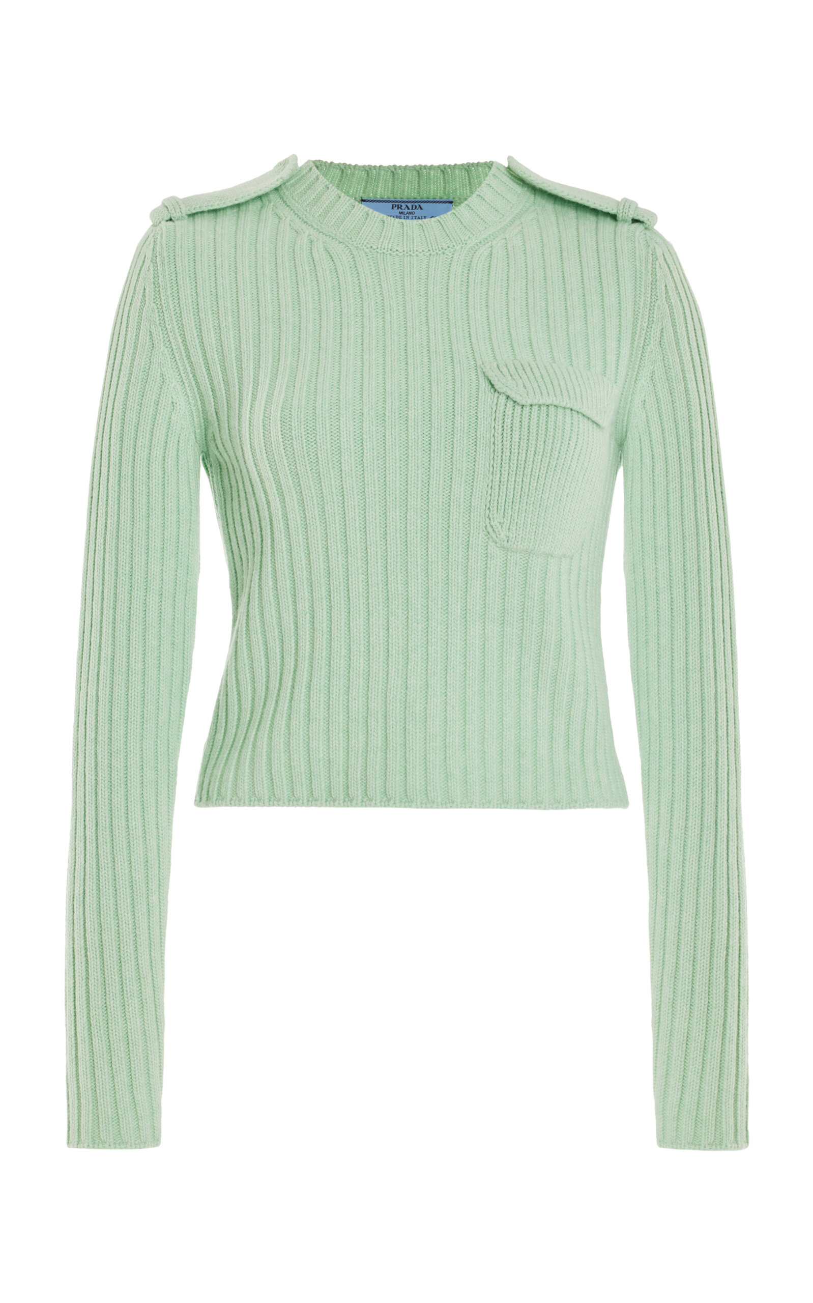 Prada Cropped Knit Cashmere Sweater - Women's Clothing