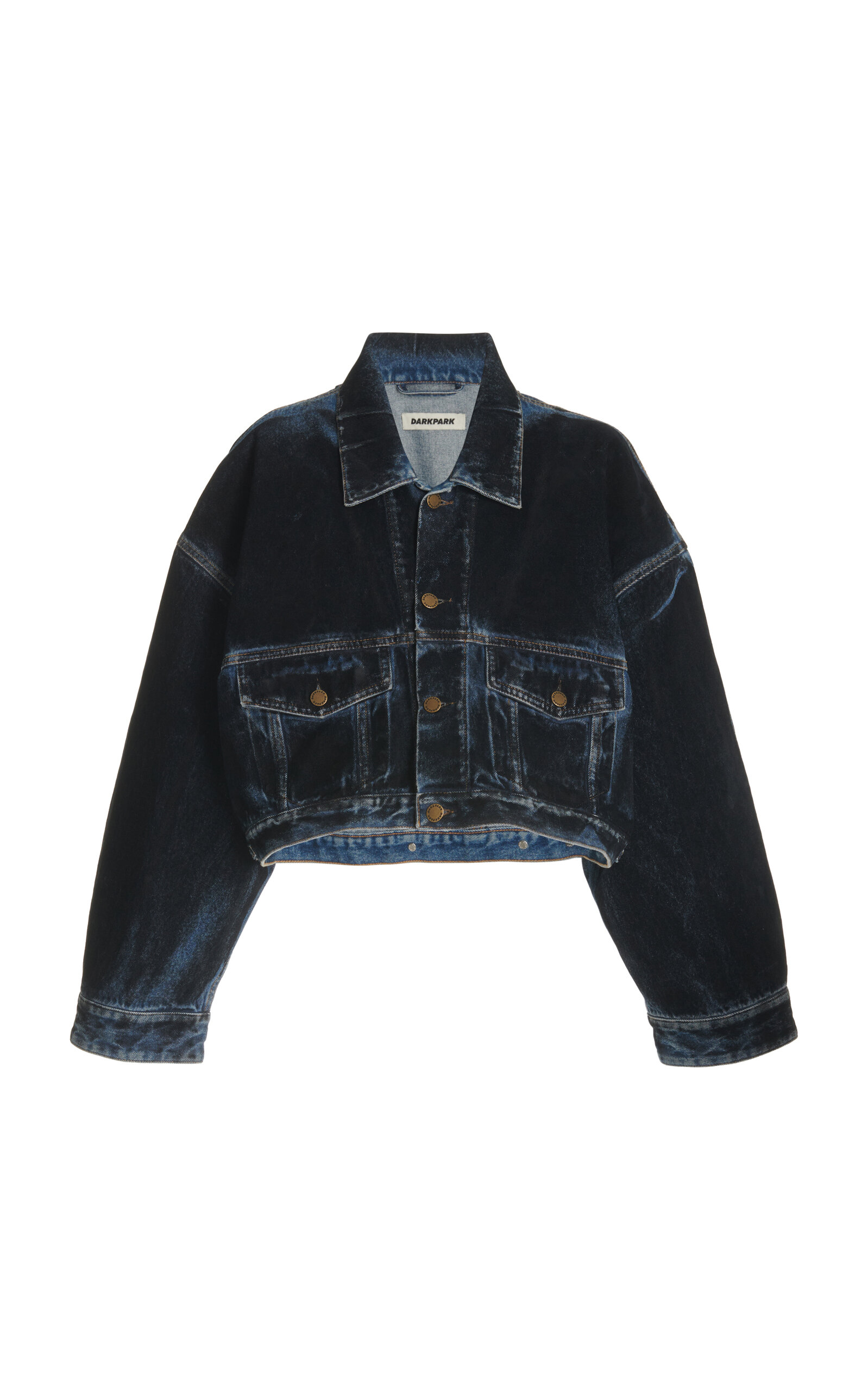 Darkpark Gigi Flocked Cropped Denim Jacket In Dark Wash