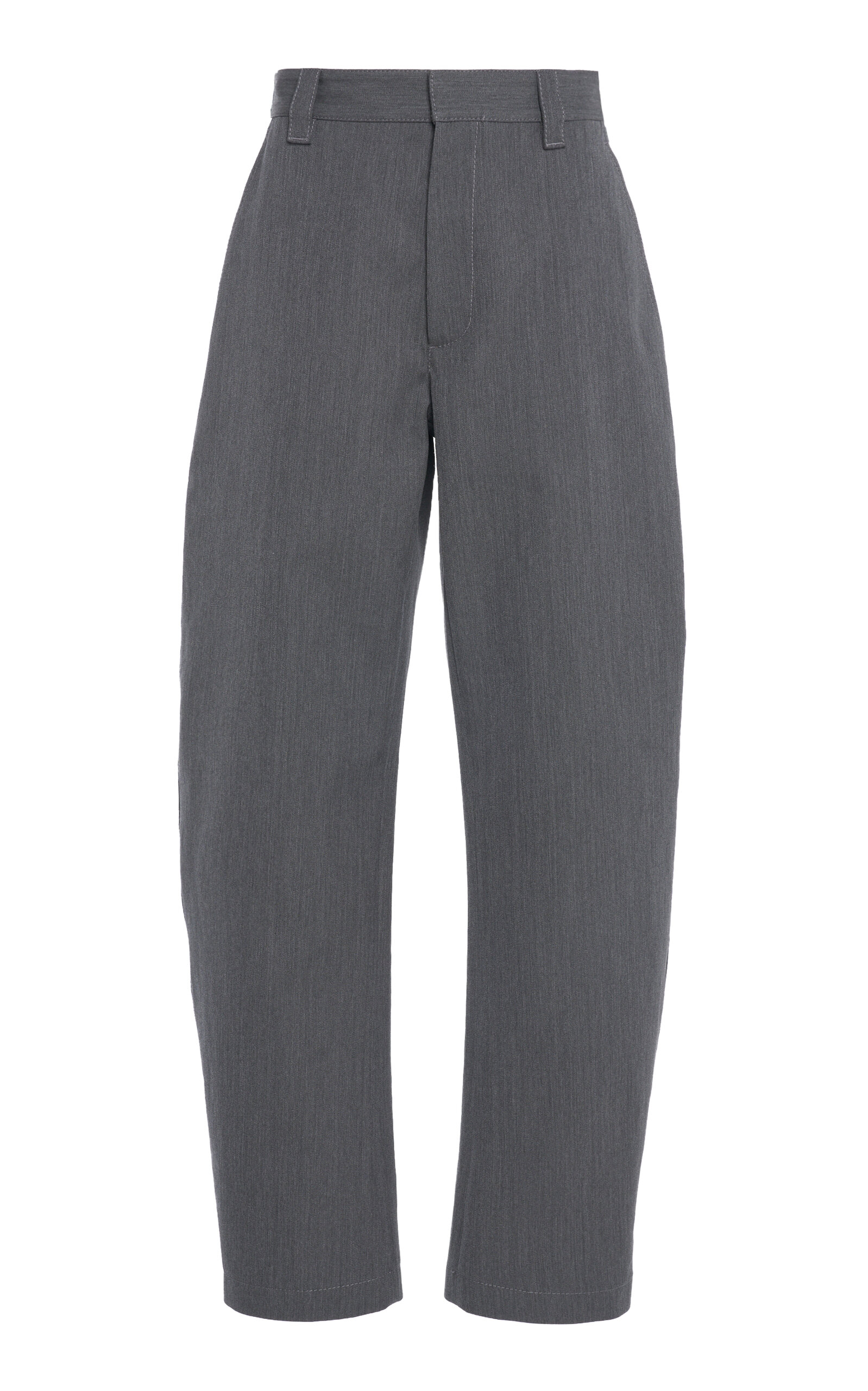 Shop Bottega Veneta Wool-cotton Tapered Trousers In Grey