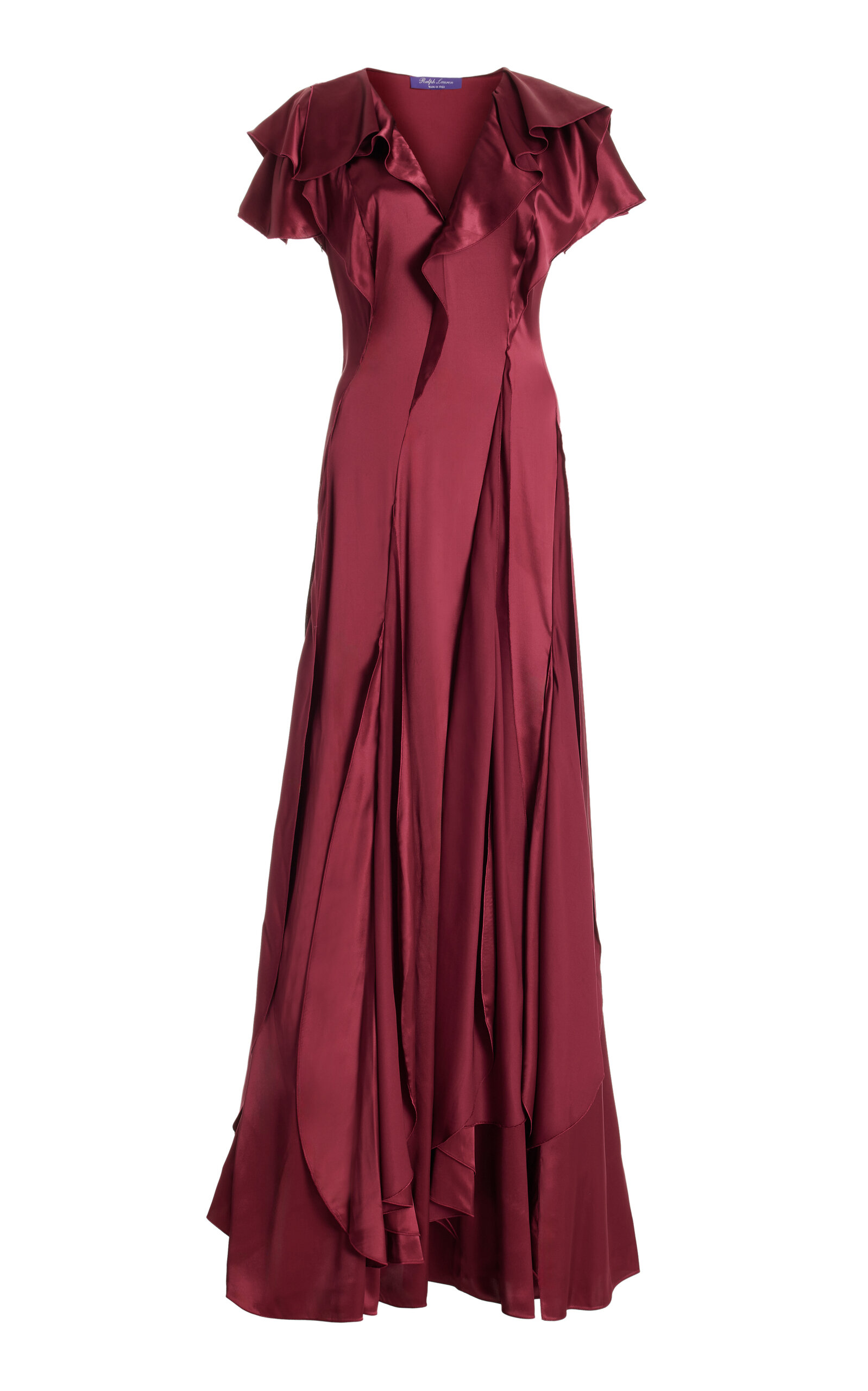 Polo Ralph Lauren Josef Pleated Georgette Gown In Crimson