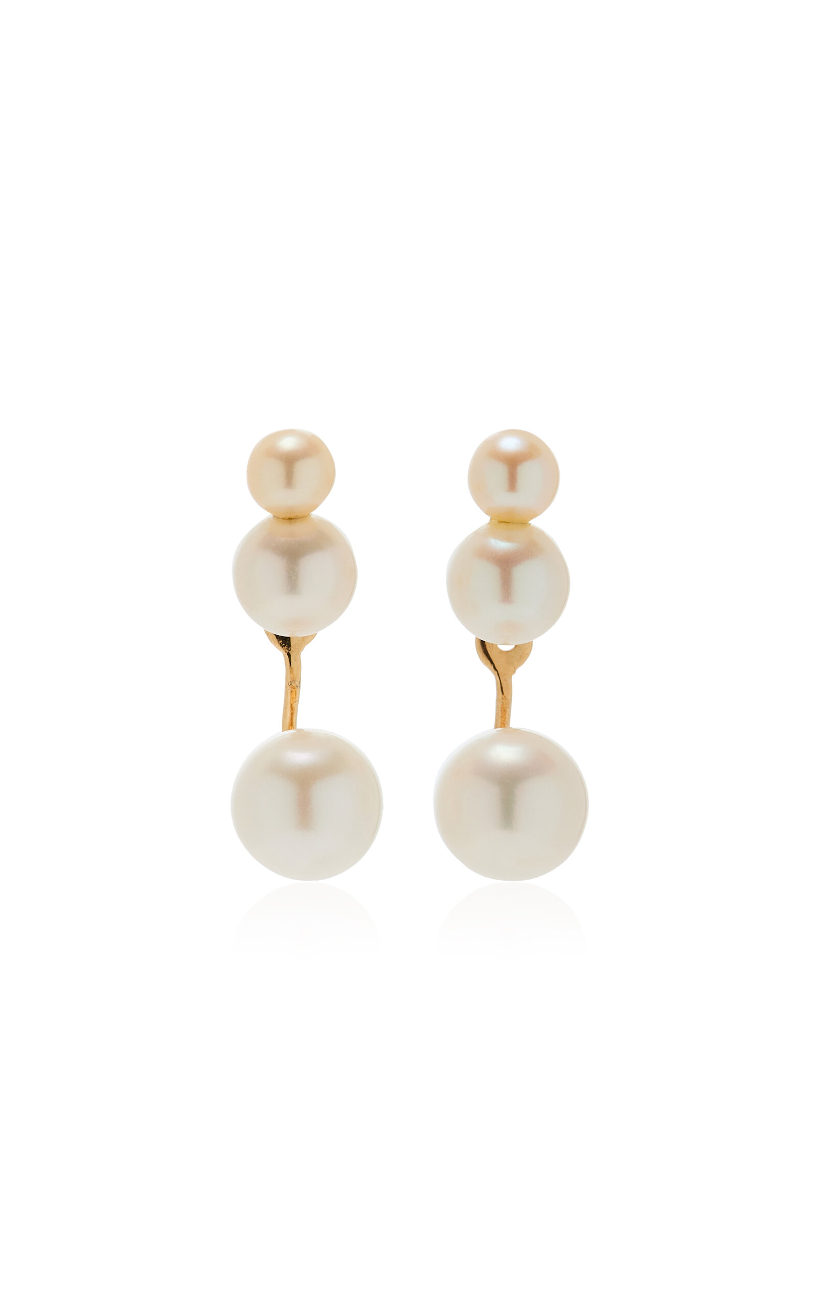 White/space Pila 14k Yellow Gold Pearl Floater Earrings In White