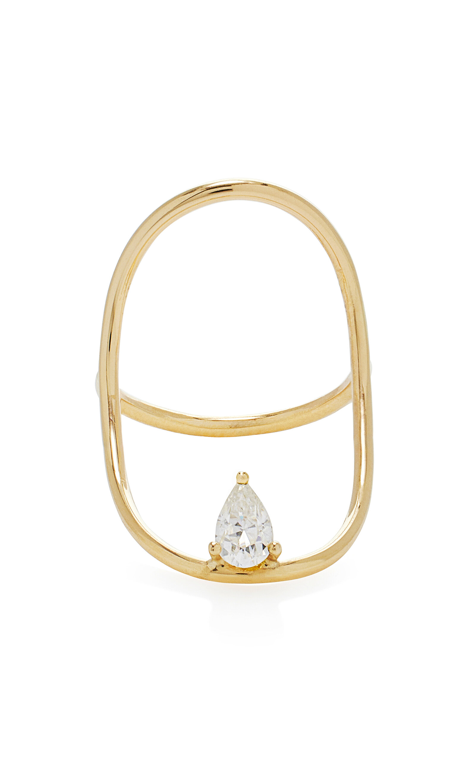 White/space Pear Continuity 14k Yellow Gold Diamond Ring